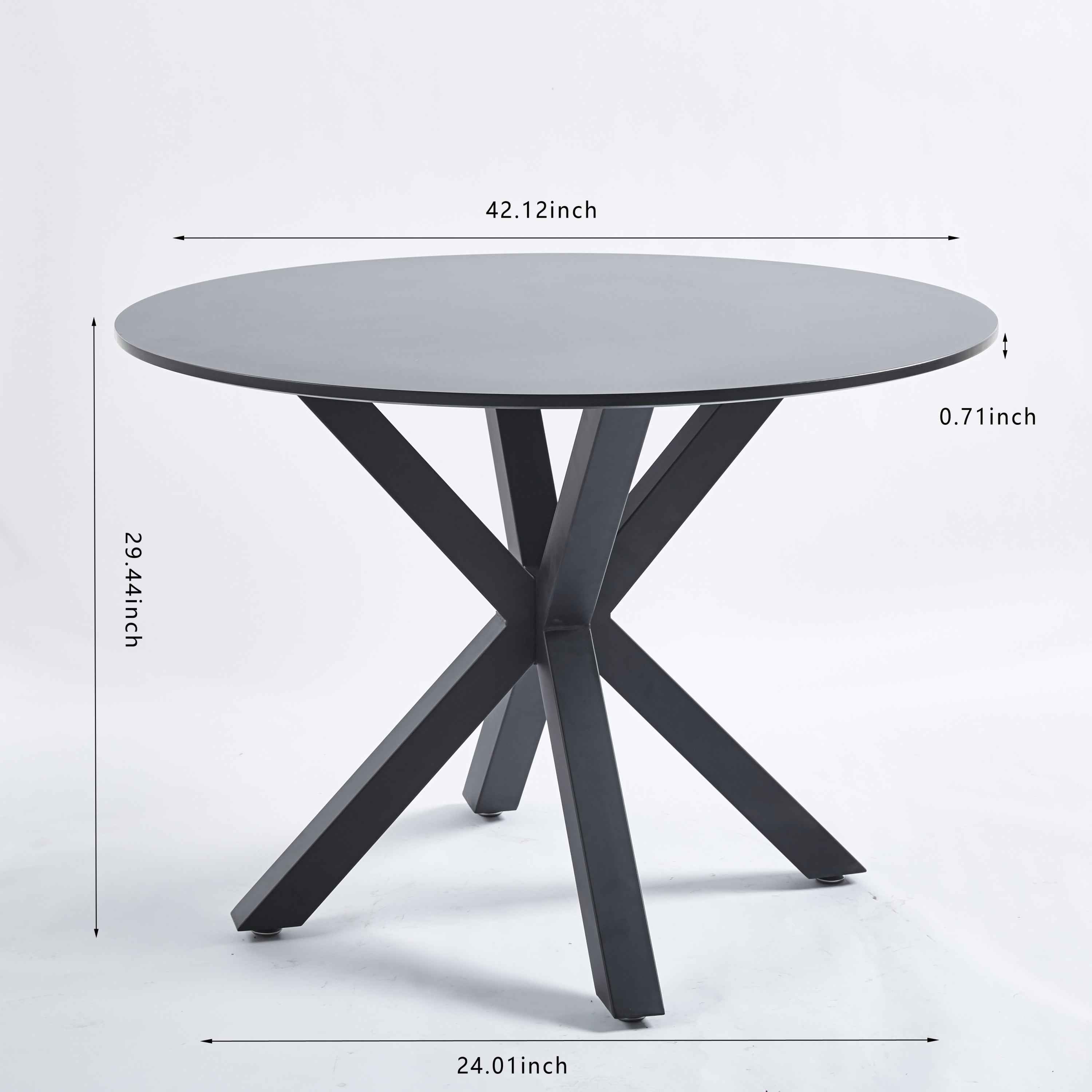 42.1"BLACK Table Mid-century Dining Table for 4-6 people With Round Mdf Table Top, Pedestal Dining Table, End Table Leisure Coffee Table,cross leg