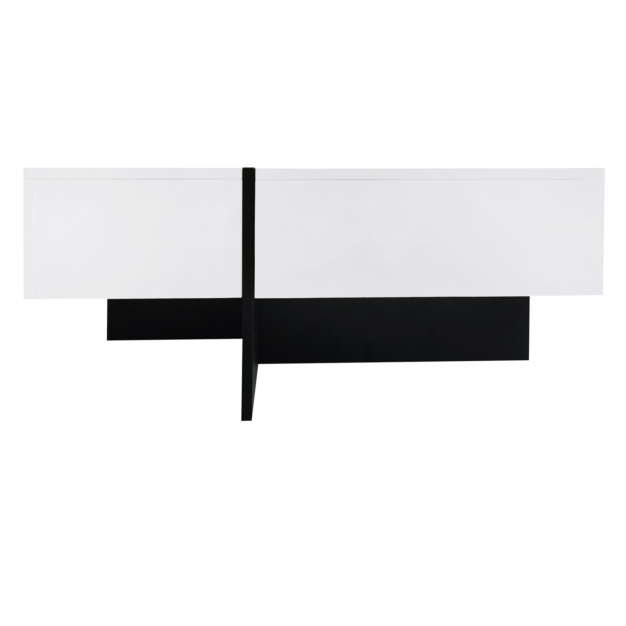 ON-TREND Unique Design Coffee Table with 4 Hidden Storage Compartments, Square Cocktail Table with Extendable Sliding Tabletop, UV High-gloss Design Center Table for Living Room, 31.5"x 31.5" - Abrihome