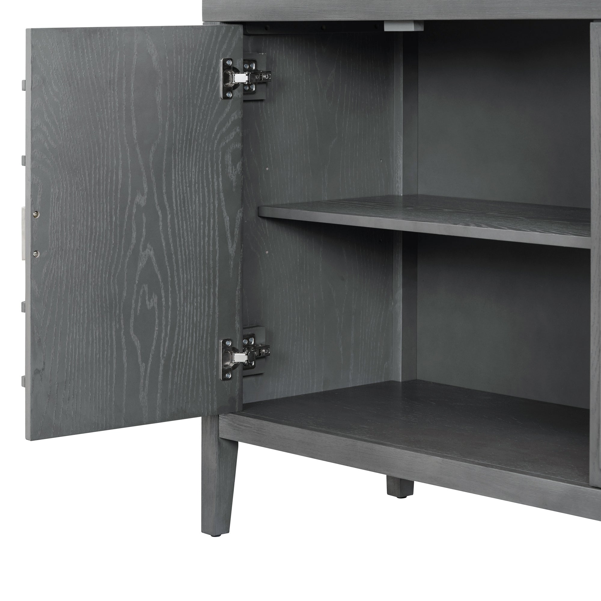 TREXM Retro Sideboard door with Circular Groove Design Round Metal Door Handle for Entrance, Dinning Room, Living Room (Gray) - Abrihome