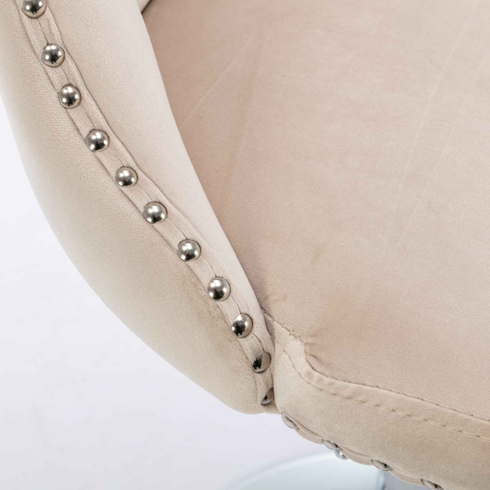 Swivel Velvet Barstools Adjusatble Seat Height from 25-33 Inch, Modern Upholstered Chrome base Bar Stools with Backs Comfortable Tufted for Home Pub and Kitchen Island, Beige,Set of 2