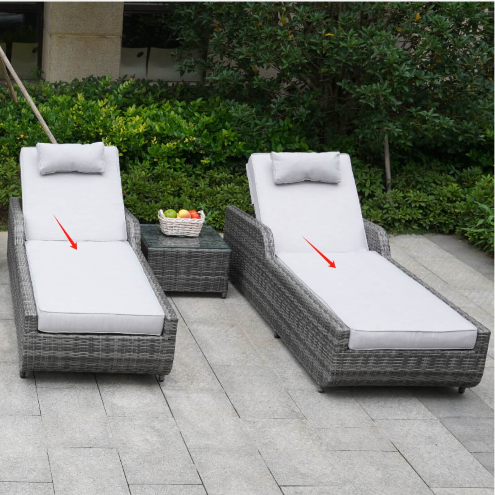 Gray Cushions for Outdoor Chaise Lounge PAL-1127B - Abrihome