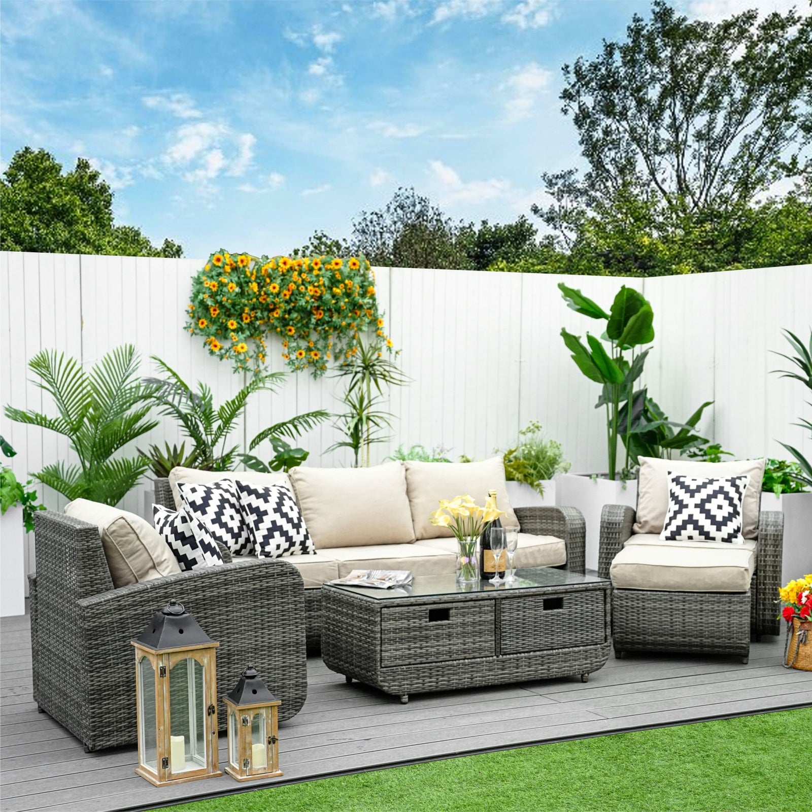 5-Piece Outdoor Conversation Sofa Set(PAS-1515-SET) - Abrihome