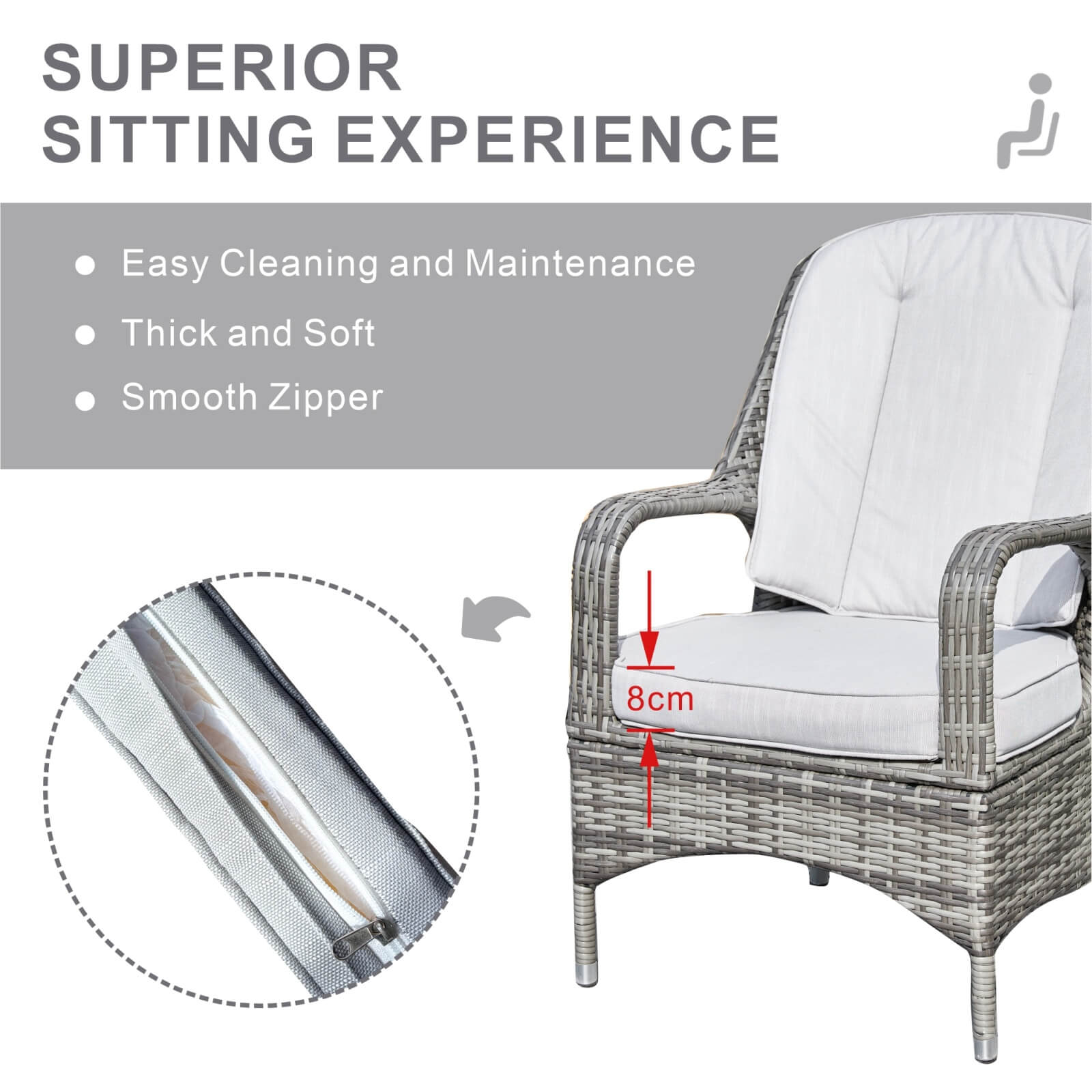 Set of 2 Outdoor Rattan Armchairs(PAC-009) - Abrihome