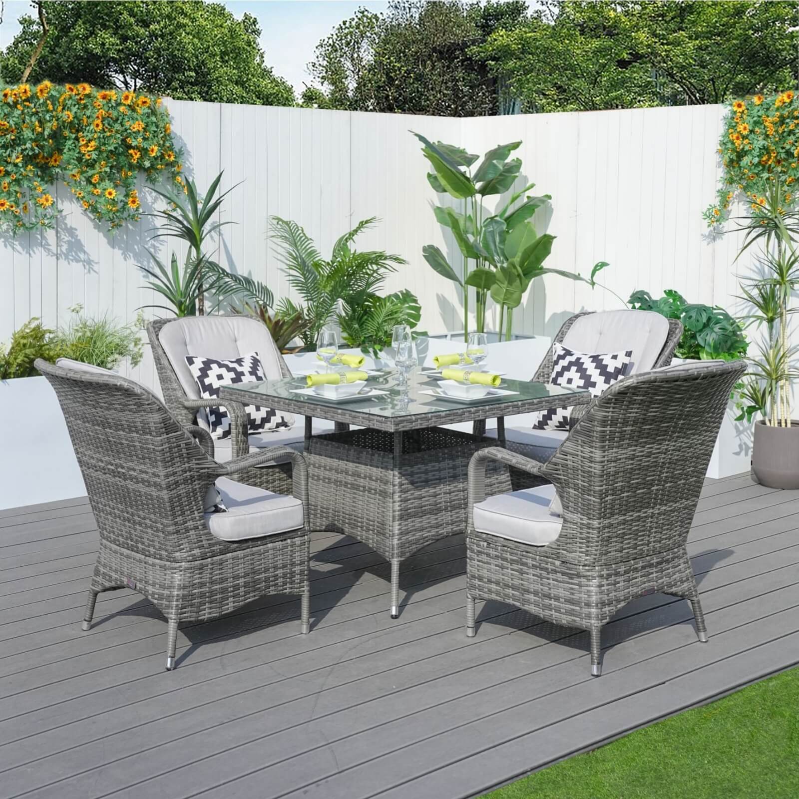4-Seat Outdoor Dining Set with Cube Dining Table (PAD-1710-SET) - Abrihome