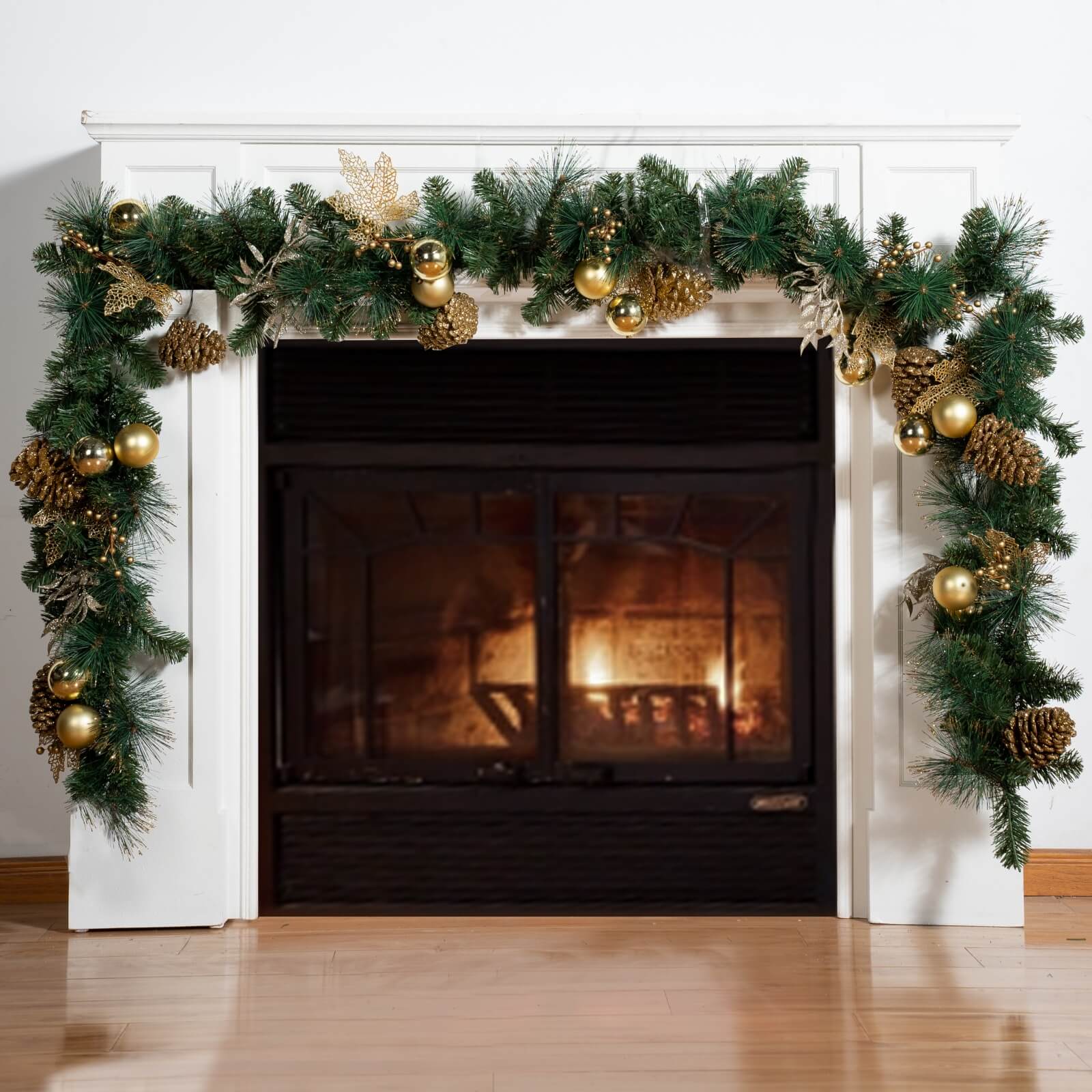 Holiday Pine Garland with Gold Details & Warm White LEDs(PJG-2511) - Abrihome