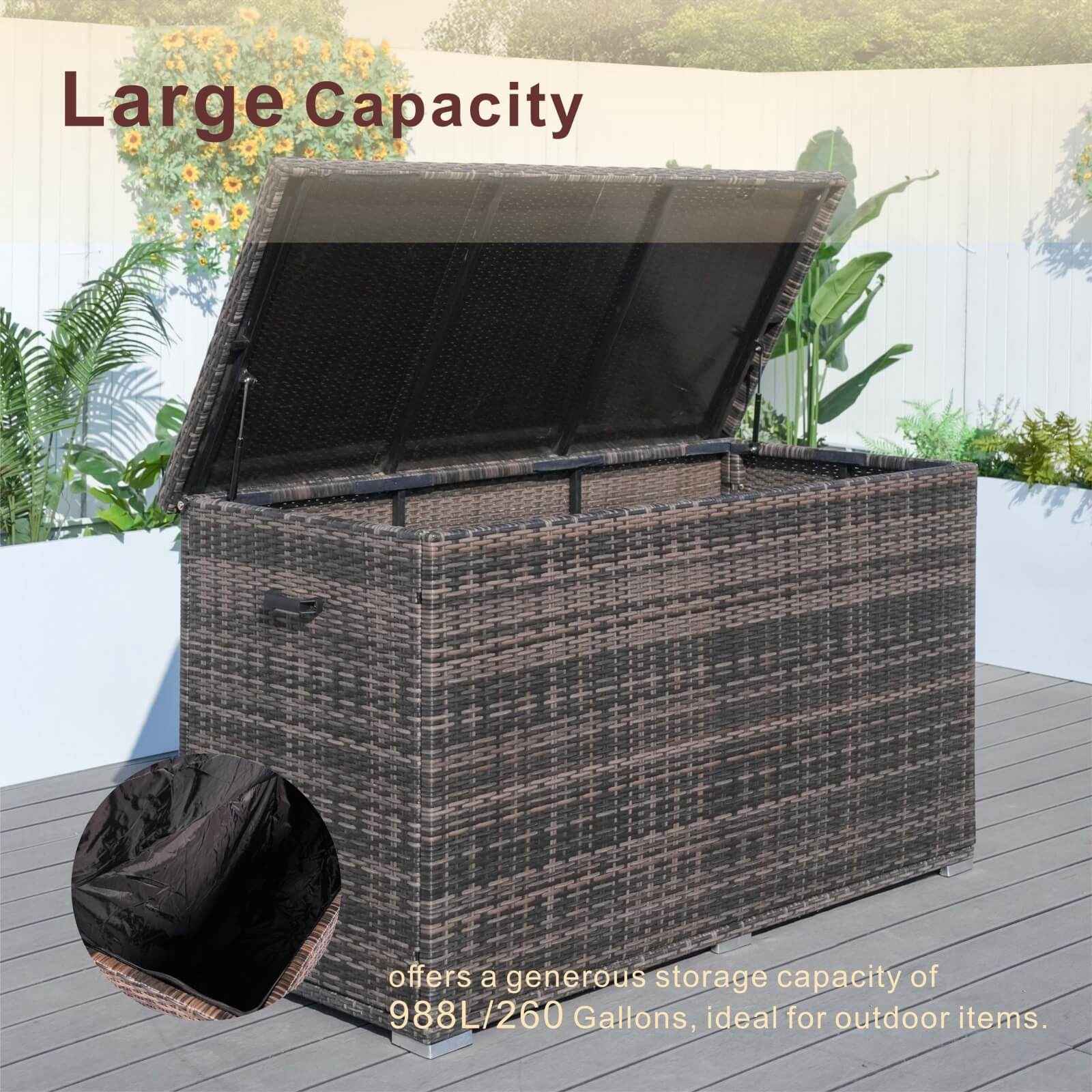 Large Outdoor Wicker Storage Box with Aluminum Frame(PA-3256B)