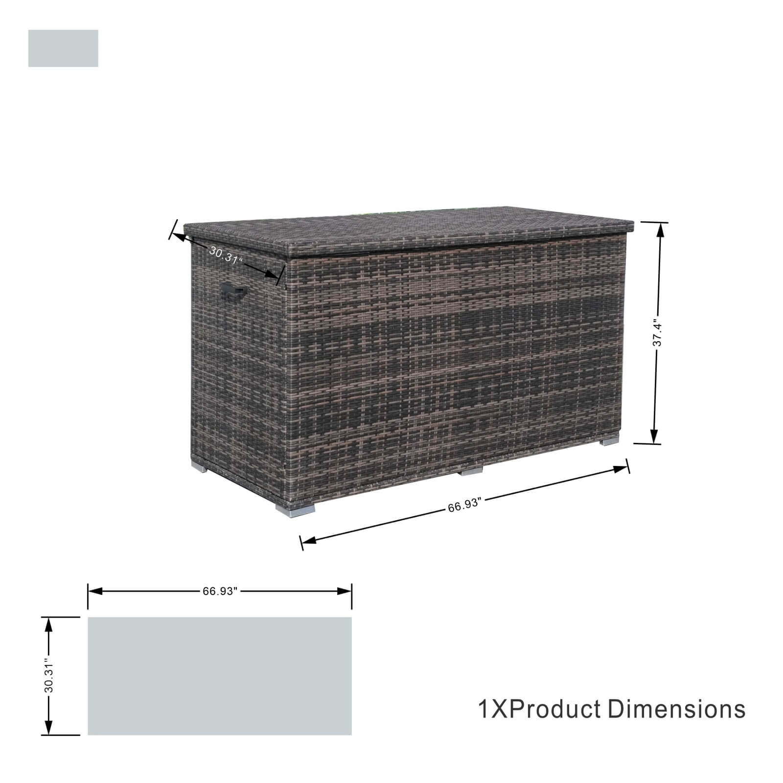 Large Outdoor Wicker Storage Box with Aluminum Frame(PA-3256B) - Abrihome