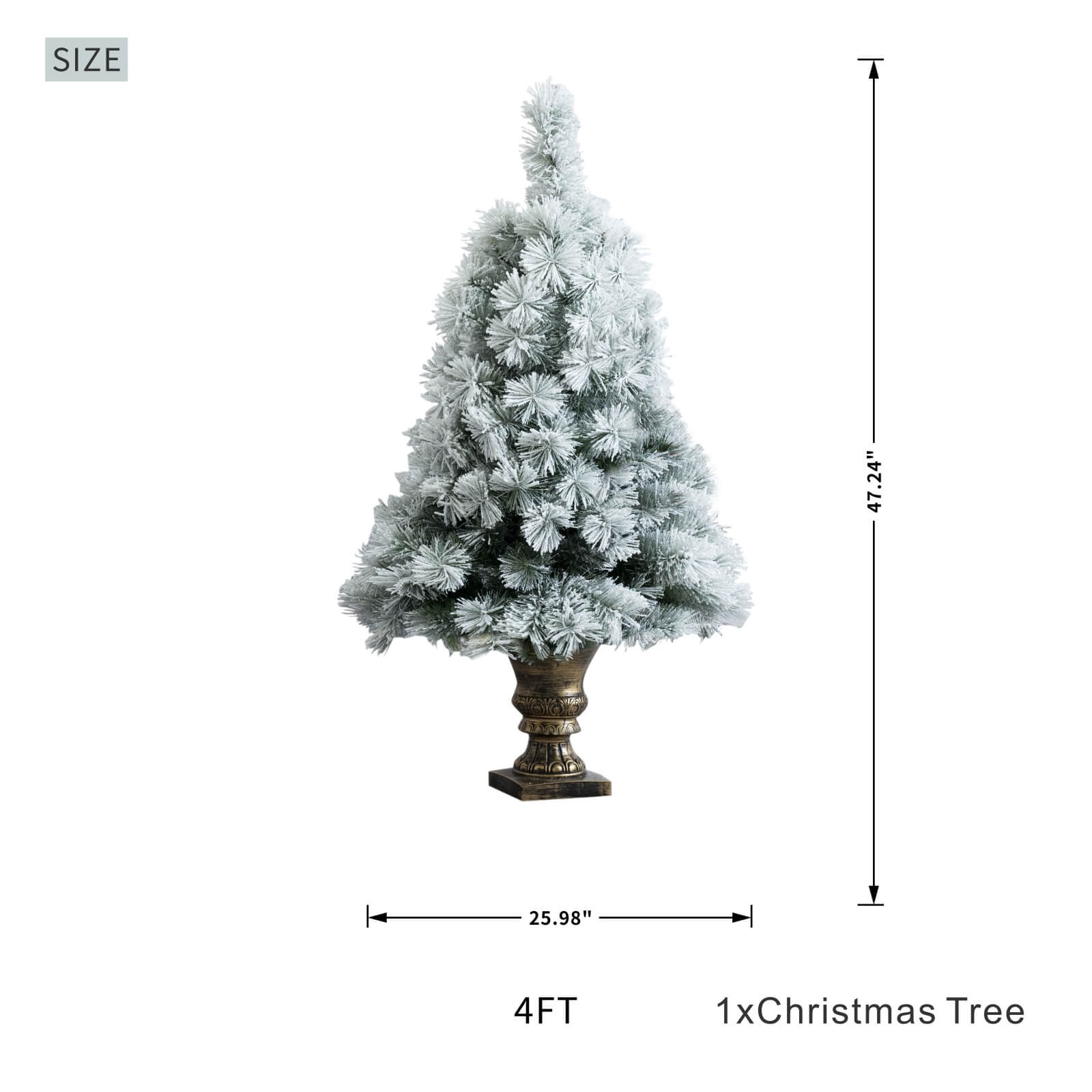 4FT Snow-Flocked Mini Christmas Tree(PJT-2508) - Abrihome