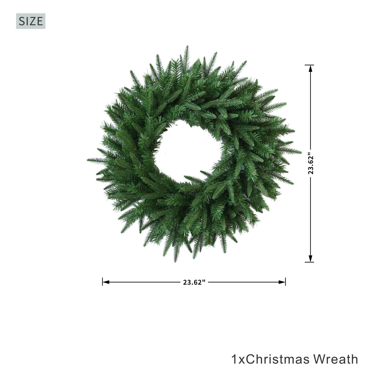 Festive Green Christmas Wreath with Optional LED Lights(PJW-2512) - Abrihome