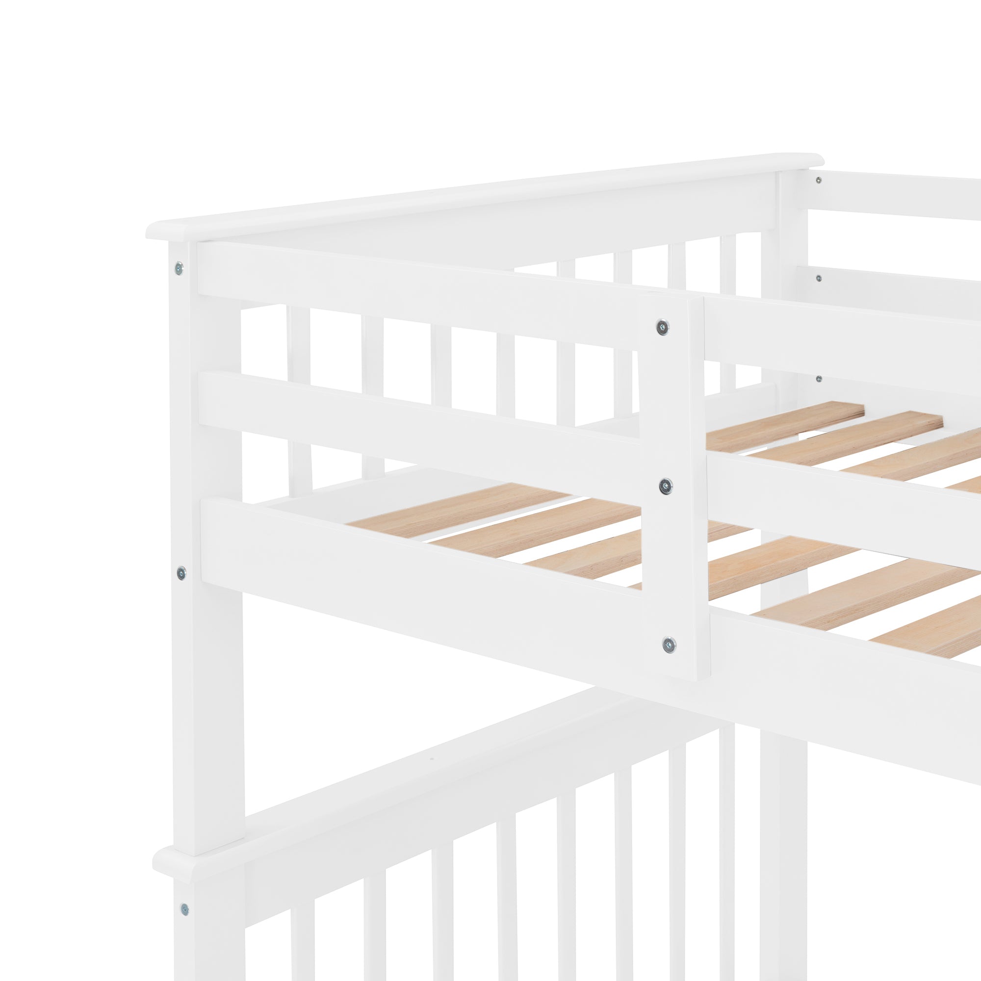 Stairway Twin-Over-Twin Bunk Bed with Storage and Guard Rail for Bedroom, Dorm, White color(OLD SKU :LP000109AAK) - Abrihome