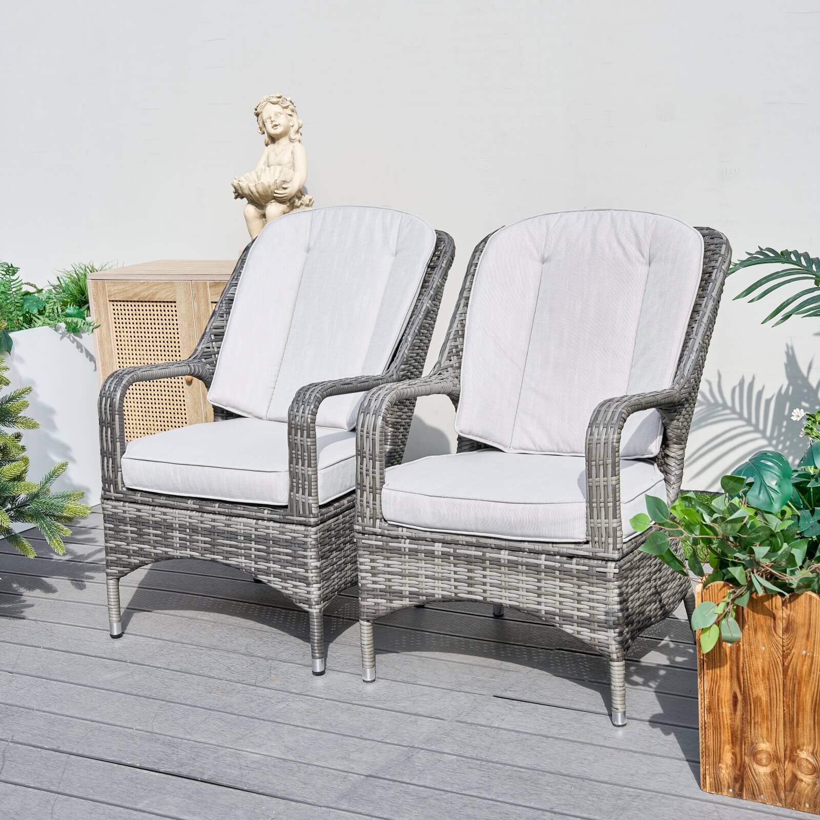 Set of 2 Outdoor Rattan Armchairs(PAC-009) - Abrihome