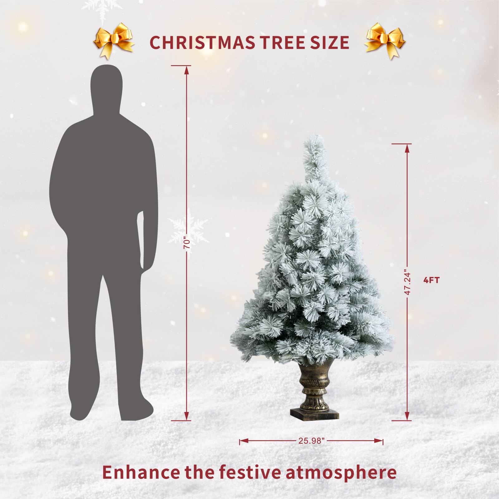 4FT Snow-Flocked Mini Christmas Tree(PJT-2508) - Abrihome