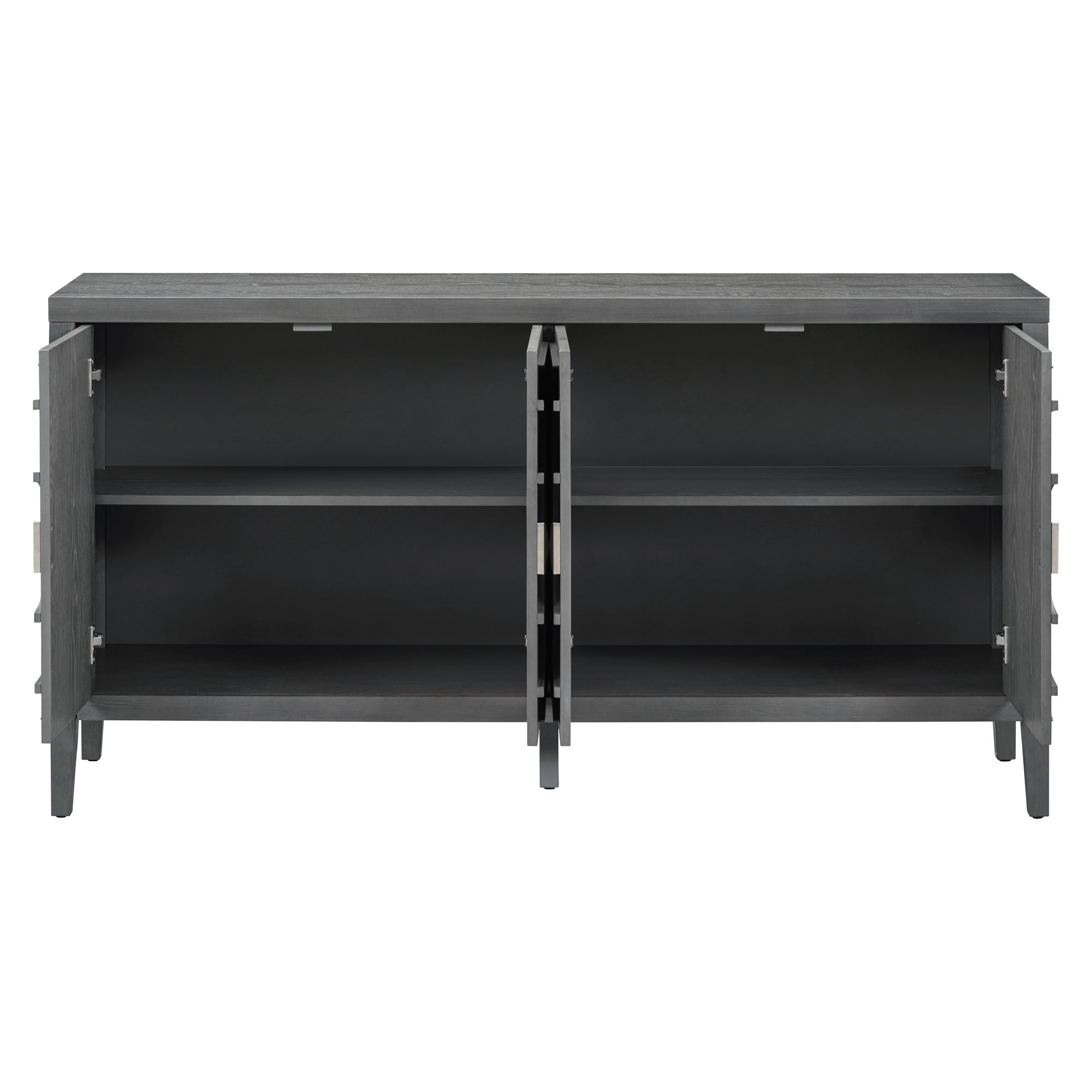 TREXM Retro Sideboard door with Circular Groove Design Round Metal Door Handle for Entrance, Dinning Room, Living Room (Gray) - Abrihome