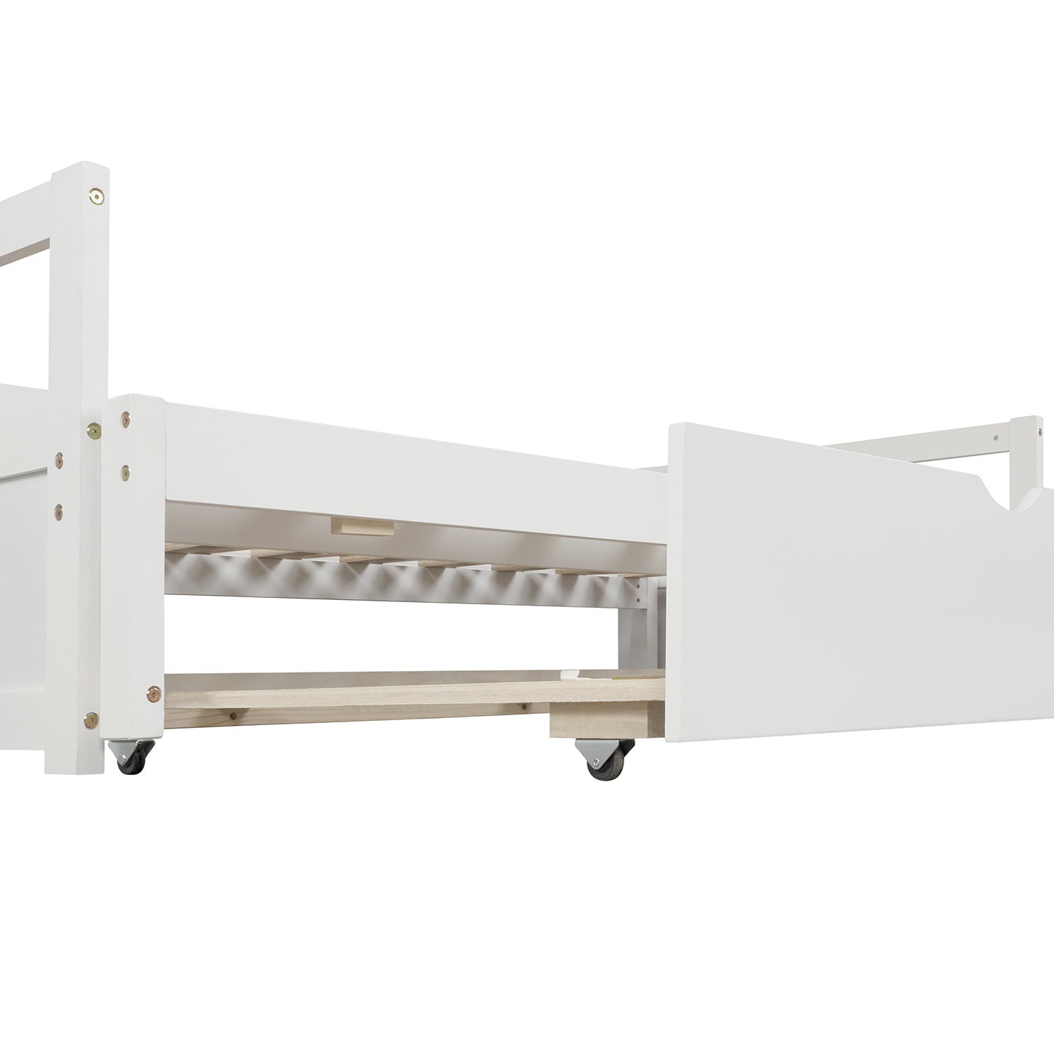Extending Daybed with Trundle, Wooden Daybed with Trundle, White - Abrihome
