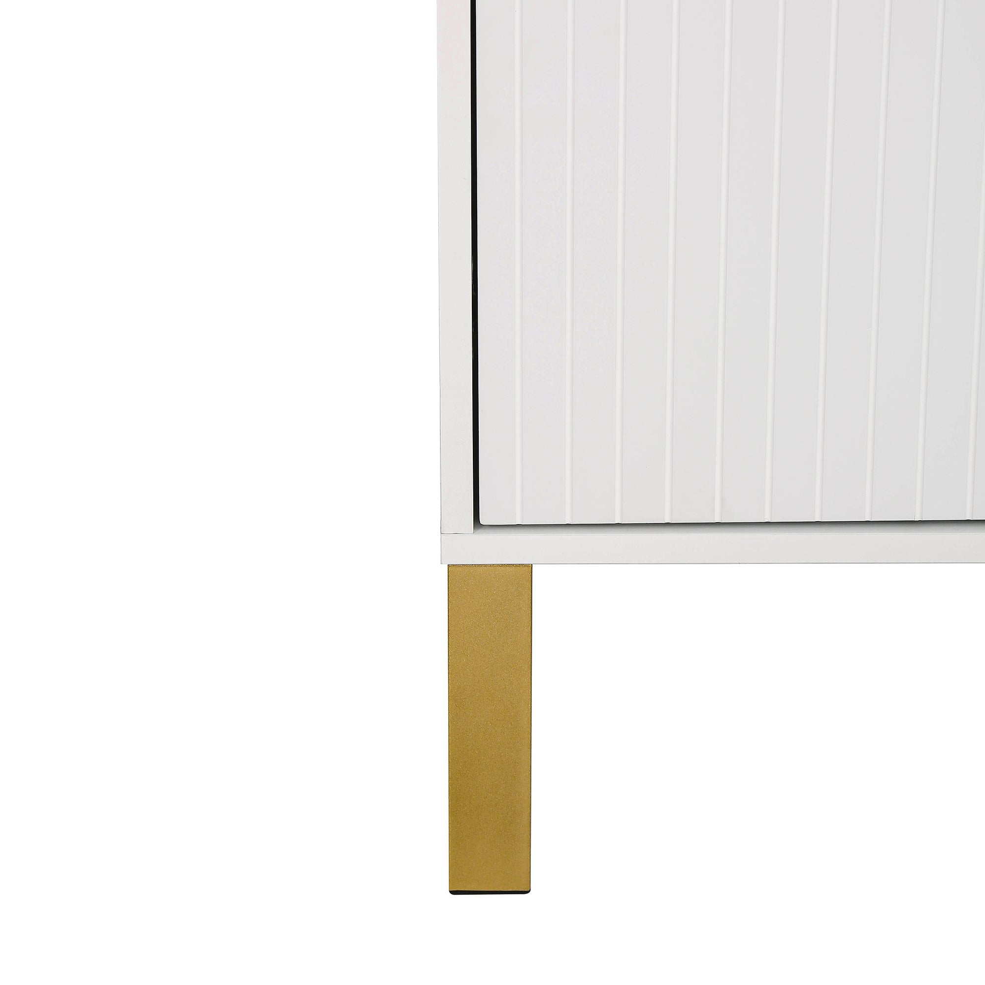 TREXM Modern sideboard with Four Doors, Metal handles & Legs and Adjustable Shelves Kitchen Cabinet (White) - Abrihome