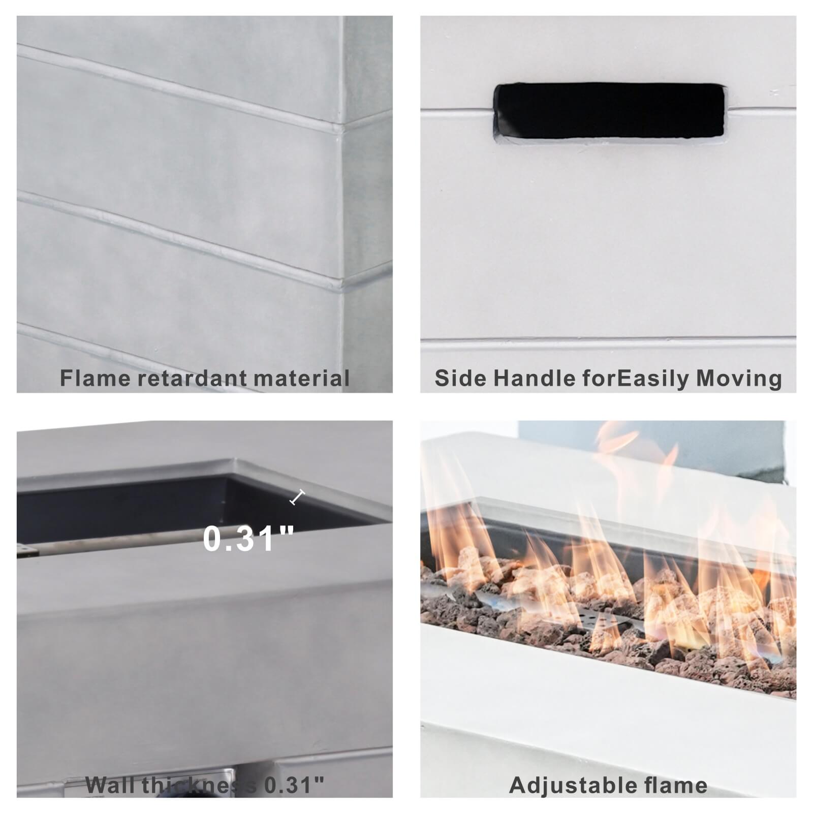 7-Piece Outdoor Conversation Set with Rectangular Fire Pit Table (PAS-1403B+2150) - Abrihome