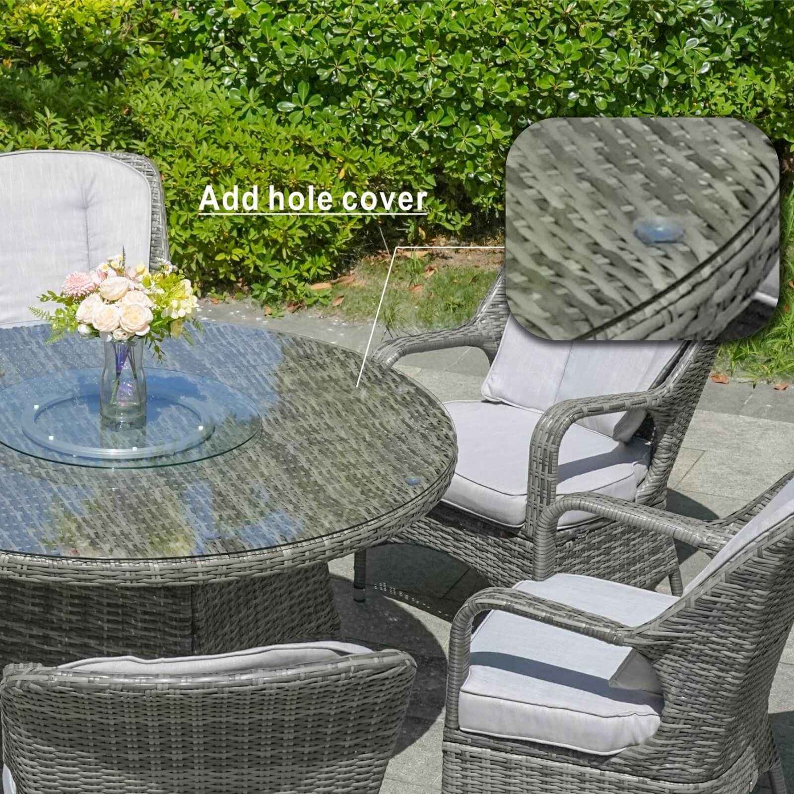 6-Seat Garden Dining Set – Round Table with Tempered Glass Turntable(PAD-1711)