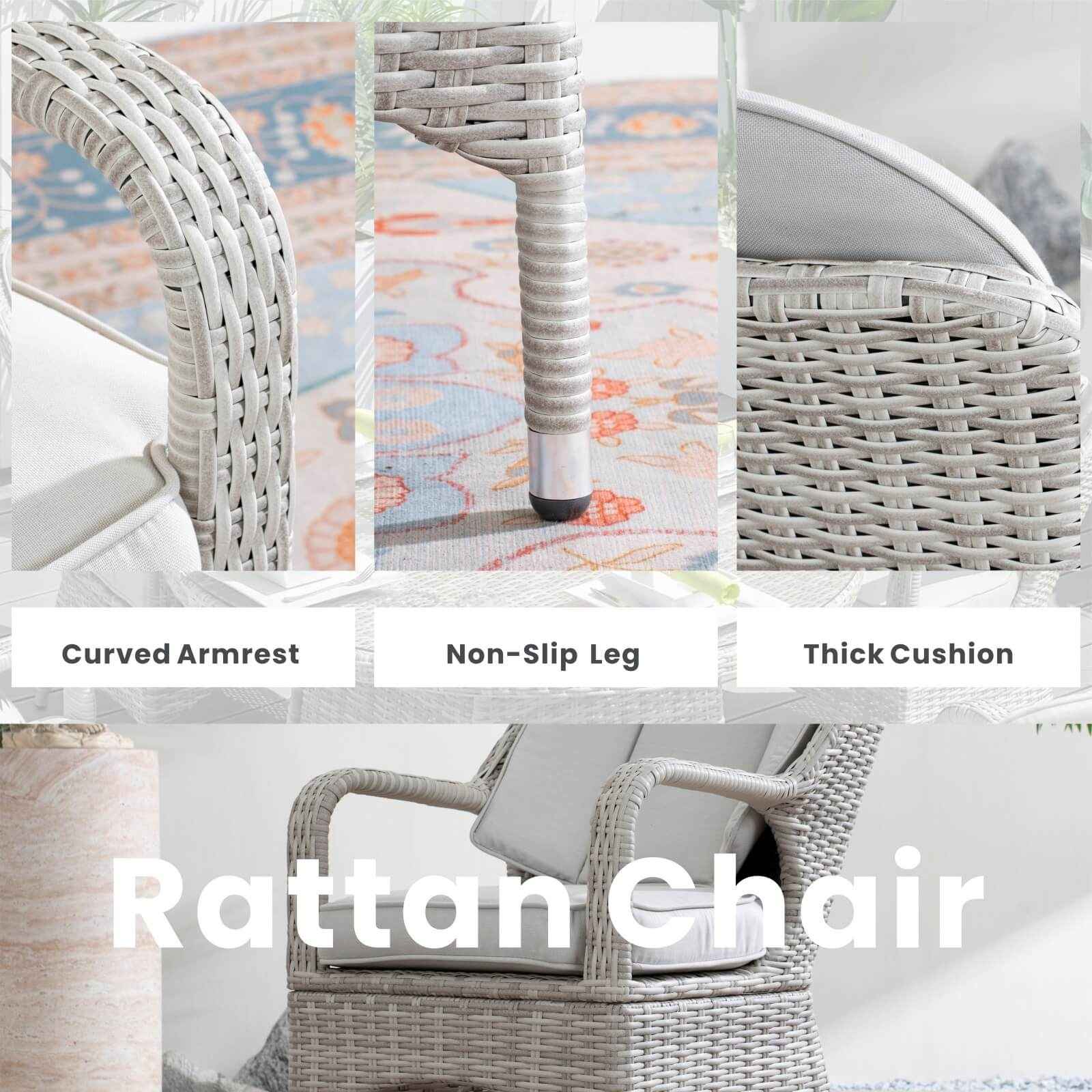 6-Seat Garden Dining Set – Round Table with Tempered Glass Turntable(PAD-1711)