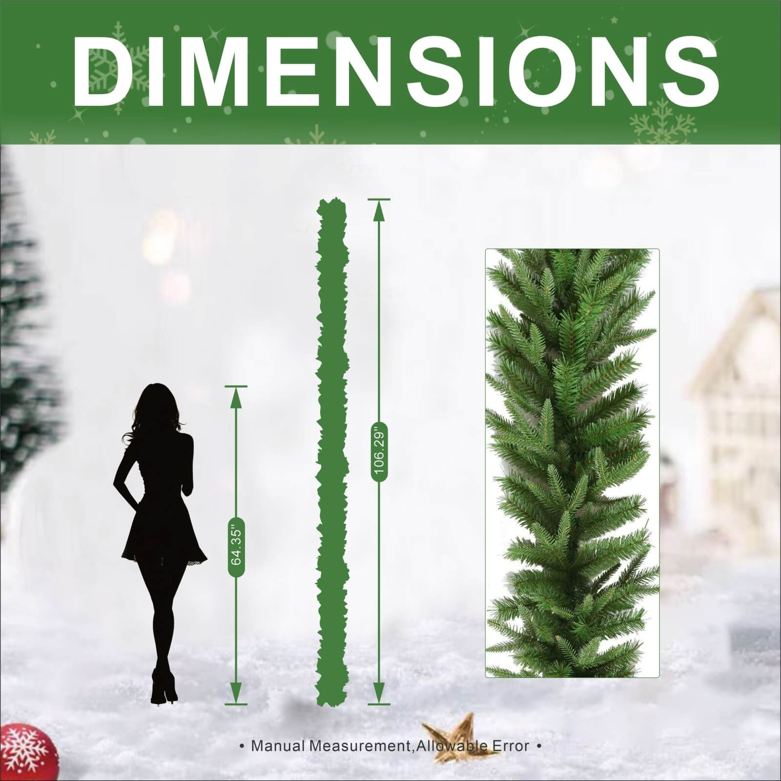 Pine Needle Garland with Optional Warm White LED Lights(PJG-2513) - Abrihome