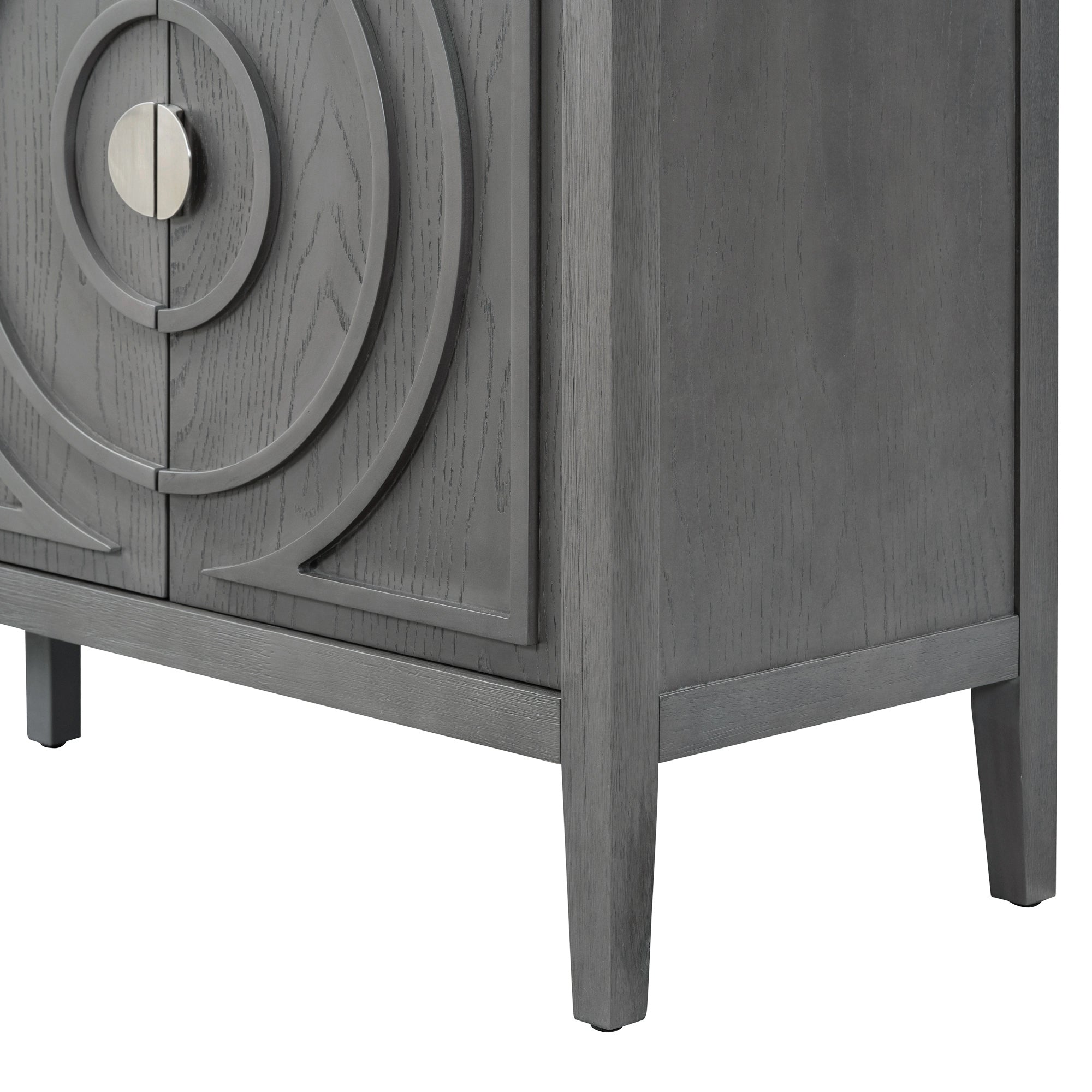 TREXM Retro Sideboard door with Circular Groove Design Round Metal Door Handle for Entrance, Dinning Room, Living Room (Gray) - Abrihome