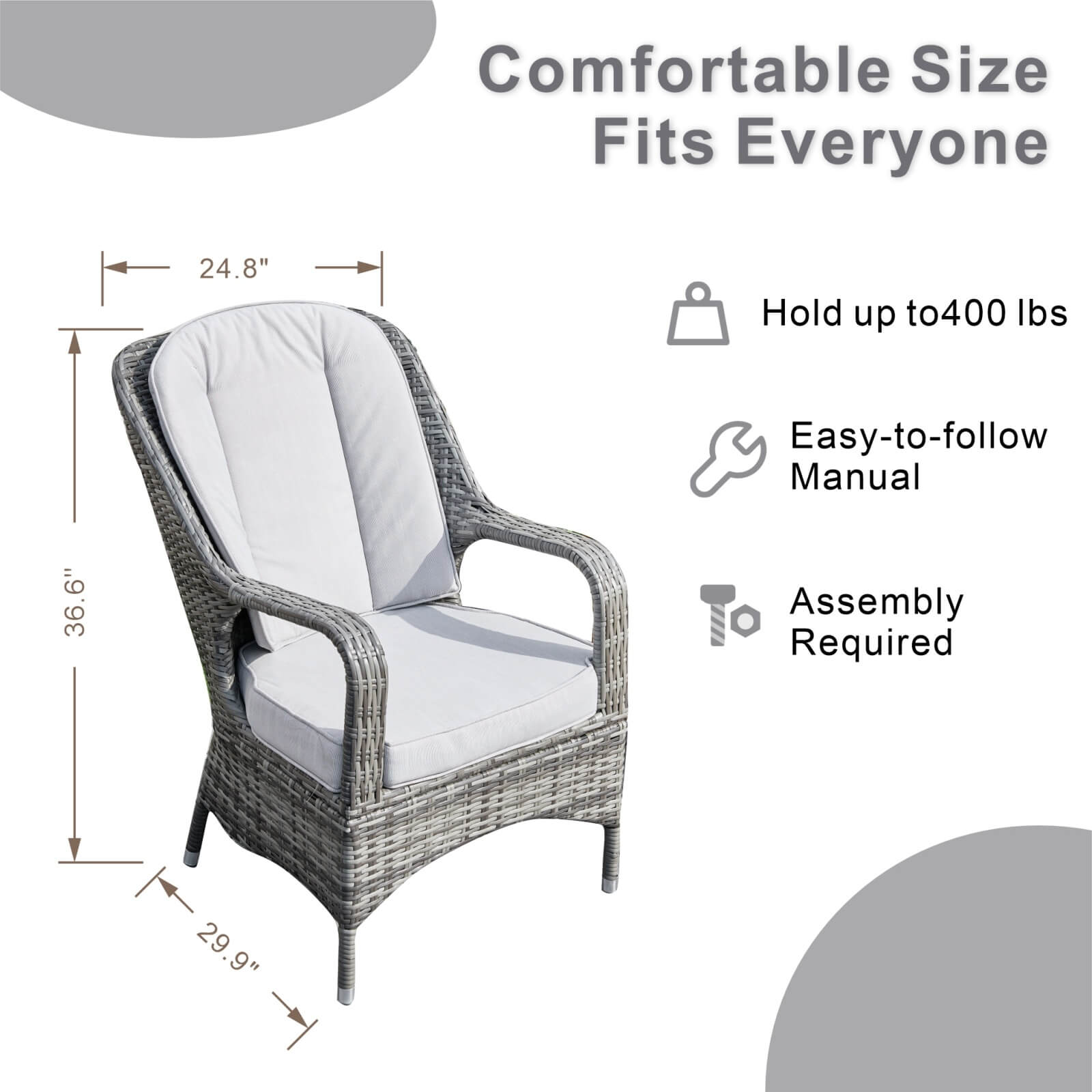 Set of 2 Outdoor Rattan Armchairs(PAC-009) - Abrihome