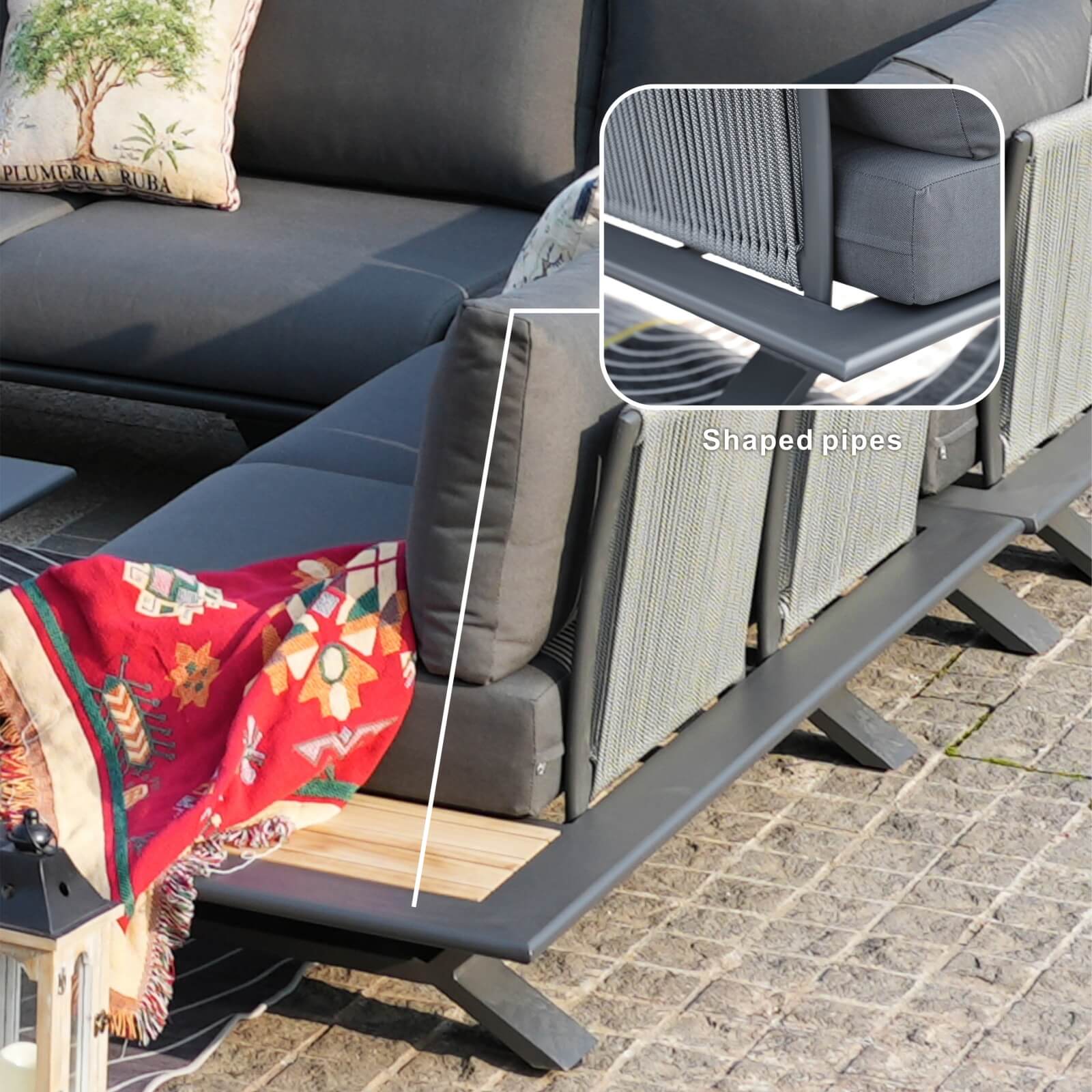 High-grade teak handrails aluminum dew pipe sofa garden set(PAS-2323) - Abrihome