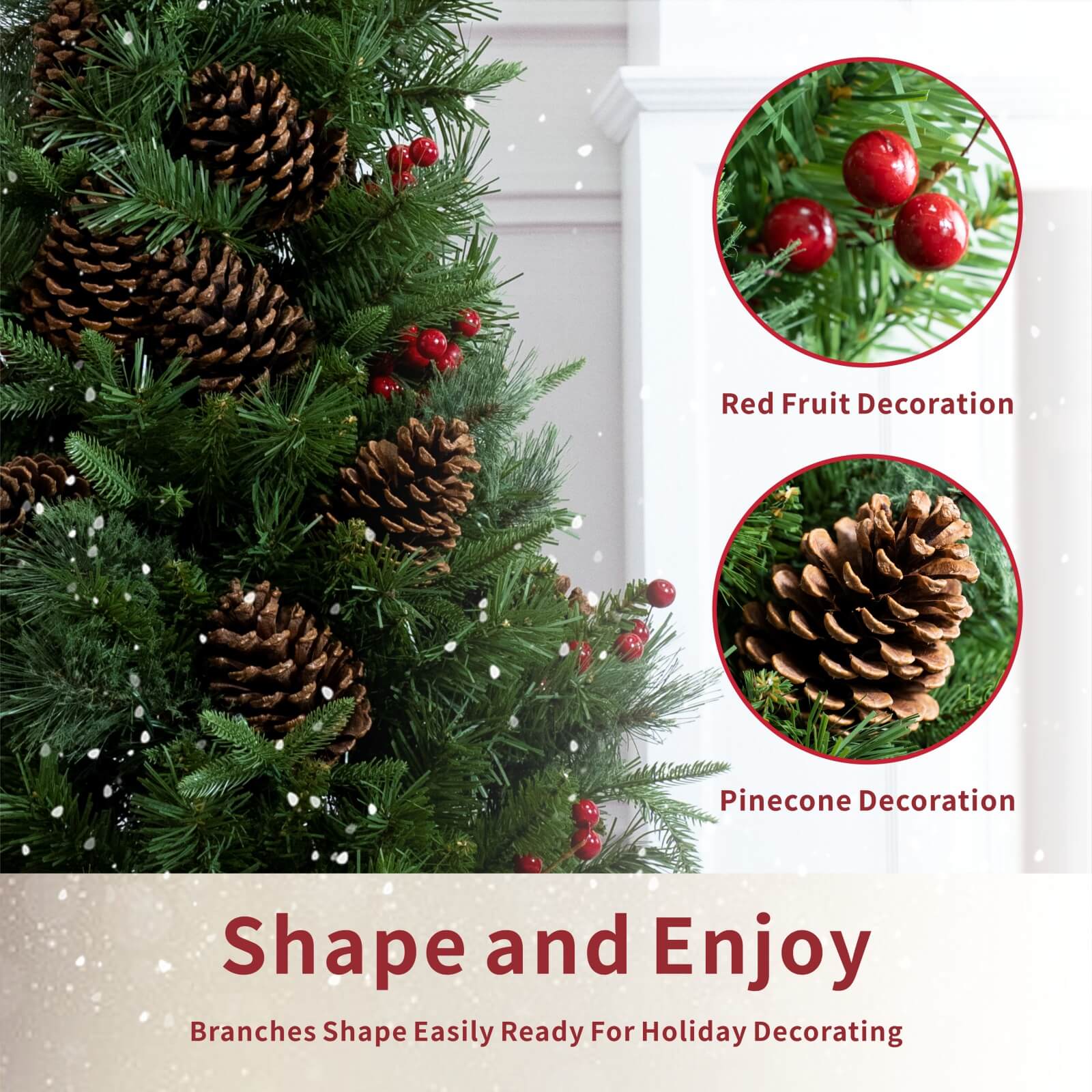4FT Artificial Christmas Tree with Pinecones & Red Berries(PJT-2509-4FT) - Abrihome