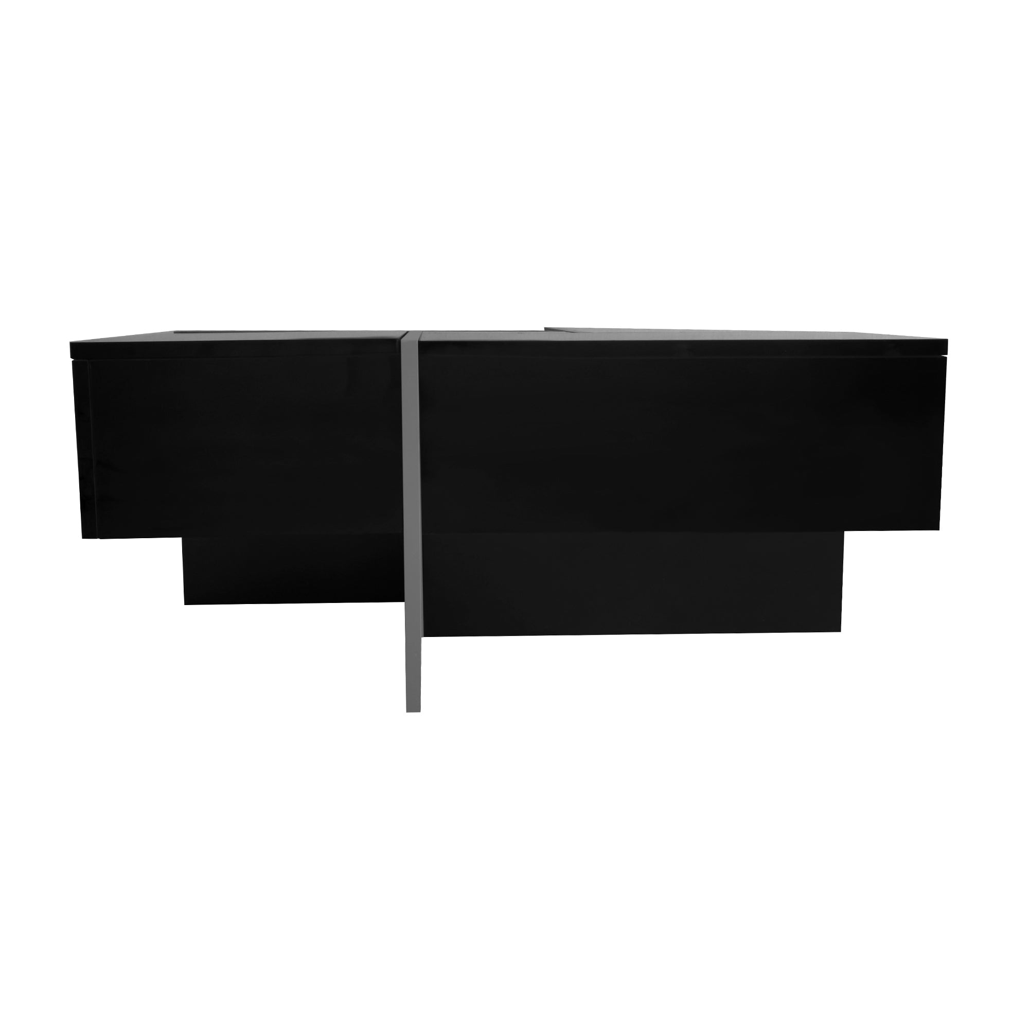 ON-TREND Unique Design Coffee Table with 4 Hidden Storage Compartments, Square Cocktail Table with Extendable Sliding Tabletop, UV High-gloss Design Center Table for Living Room, 31.5"x 31.5" - Abrihome