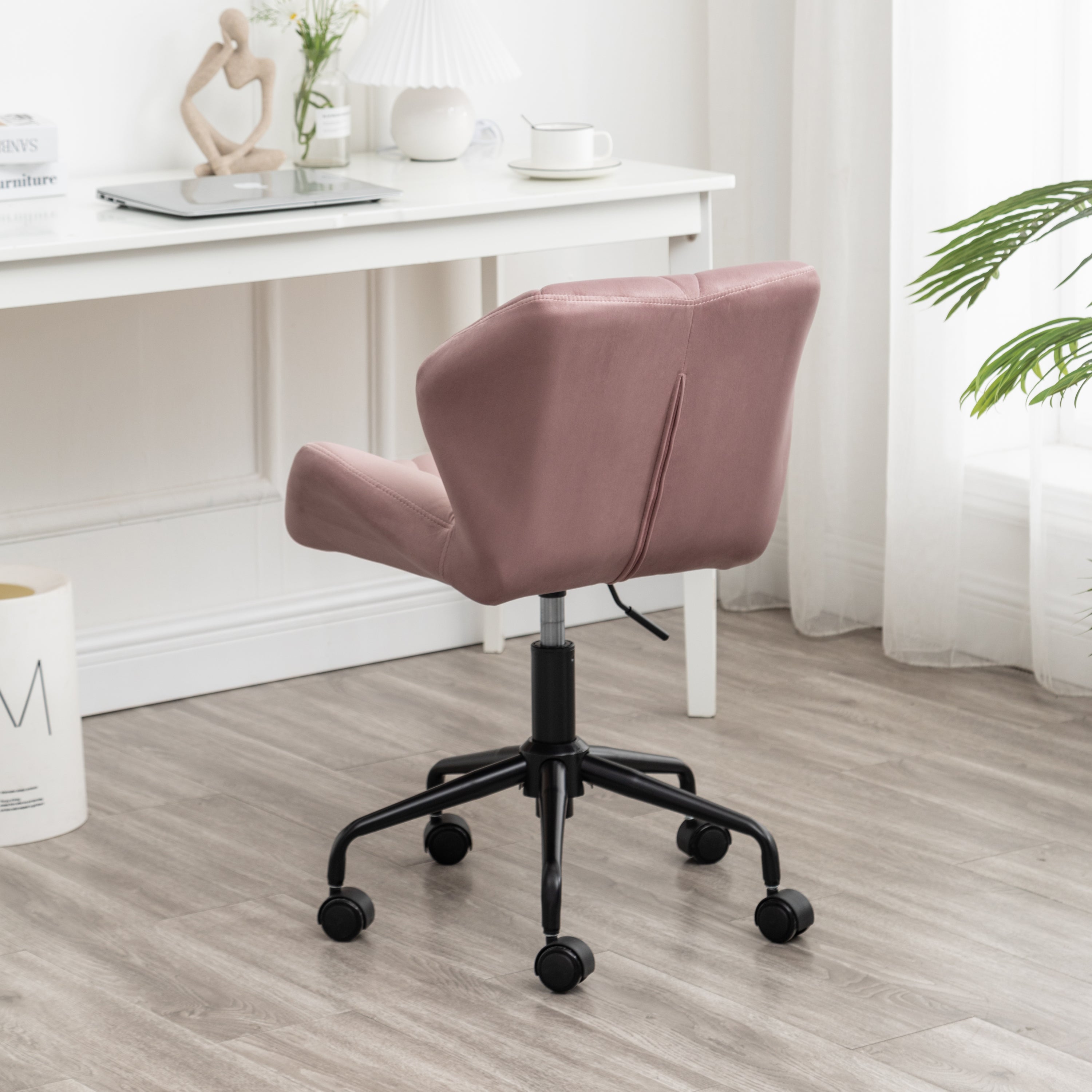 Eldon Diamond Tufted Adjustable Swivel Office Chair, Mauve - Abrihome