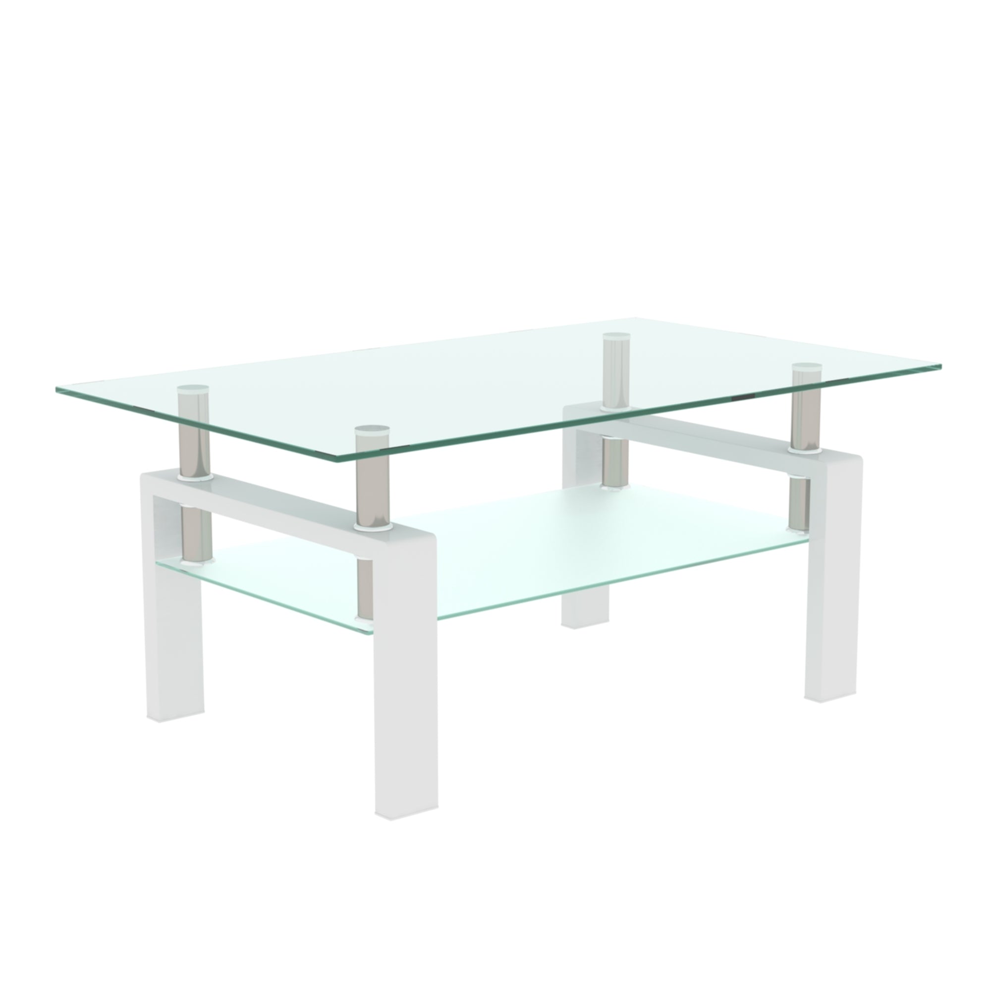 White Coffee Table, Clear Coffee Table, Modern Side Center Tables for Living Room, Living Room Furniture - Abrihome