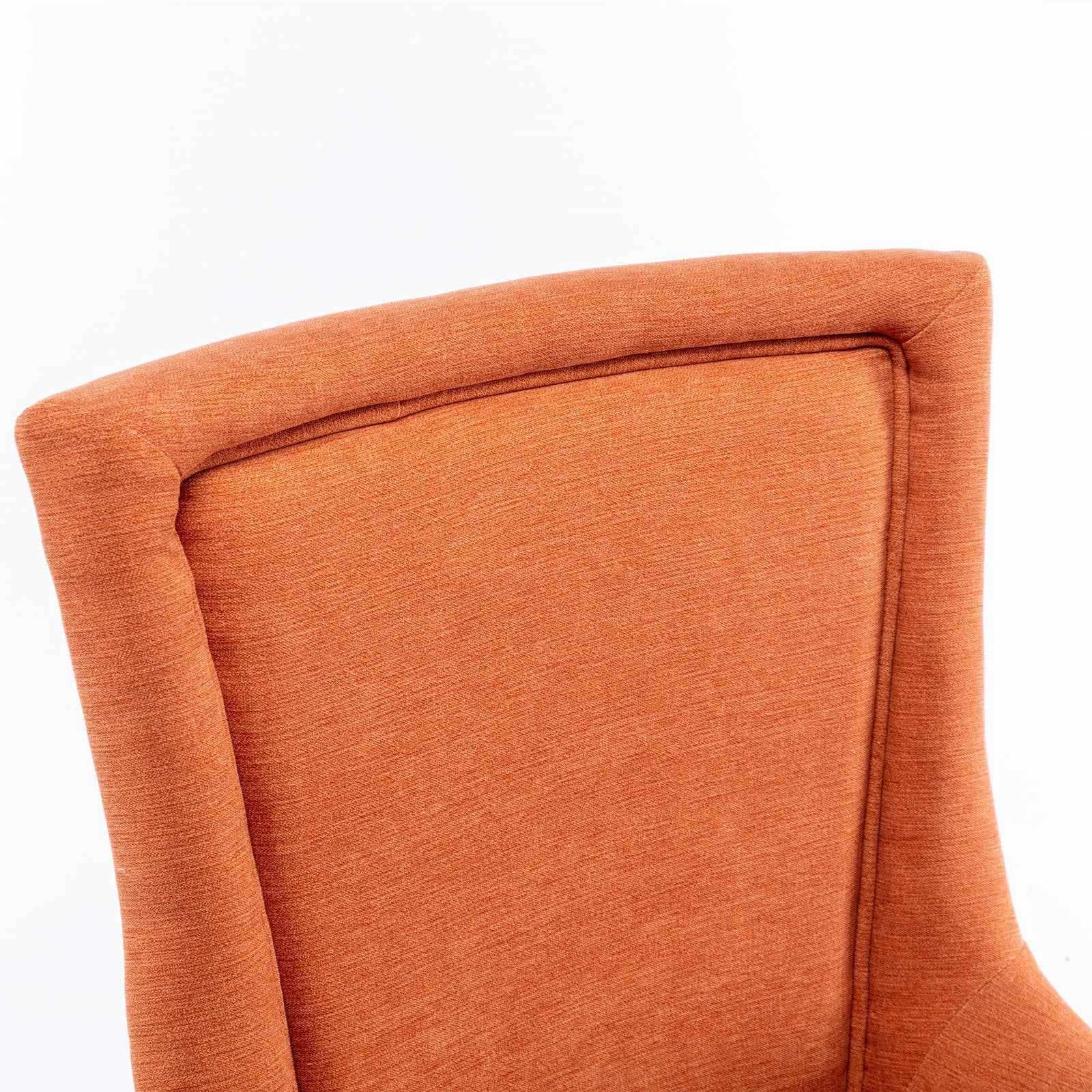 A&A Furniture,Ultra Side Dining Chair,Thickened fabric chairs with neutrally toned solid wood legs, Bronze nail head,Set of 2,Orange