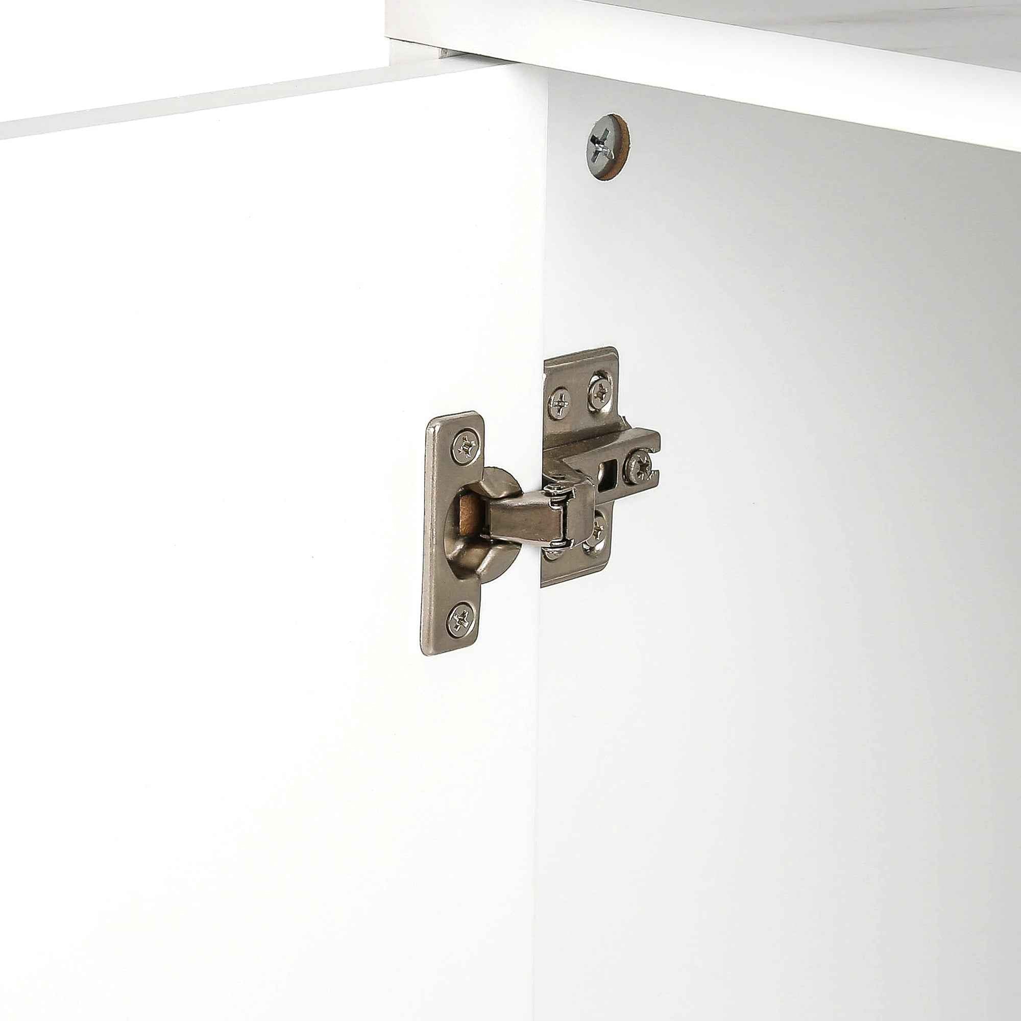 TREXM Modern sideboard with Four Doors, Metal handles & Legs and Adjustable Shelves Kitchen Cabinet (White)