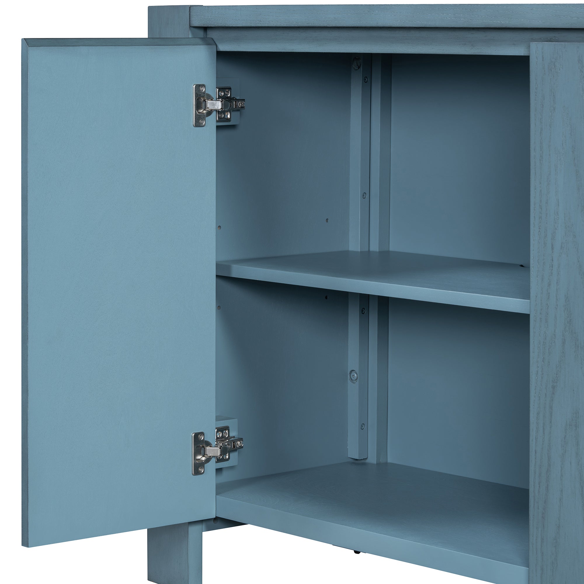 TREXM Retro 4-door Sideboard with Distressed Finish and Adjustable Shelves for Dining Room, Kitchen, and Living Room (Navy) - Abrihome