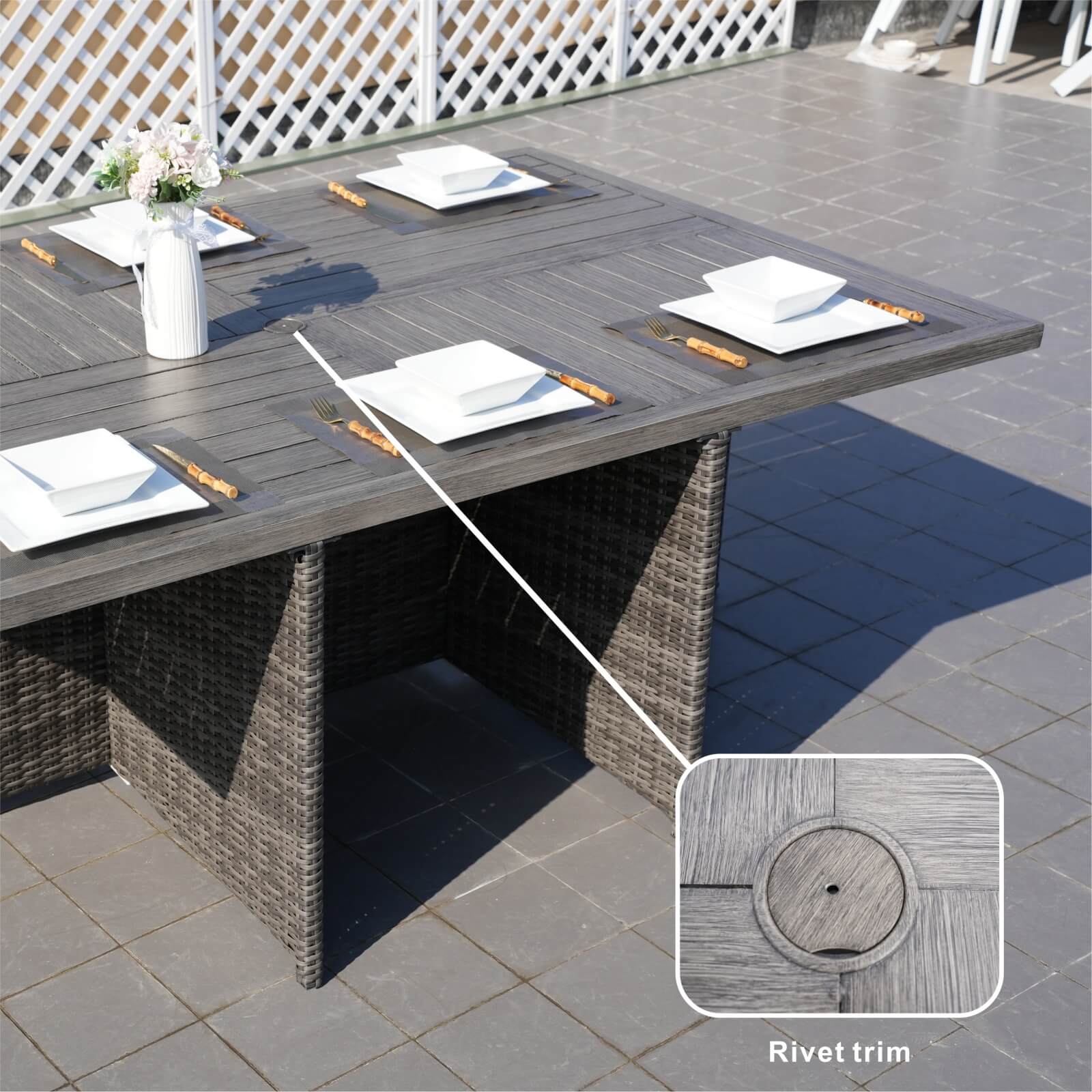 6-Seat Rectangular OutdoorDining Table—Table Only(PAD-3234-TA) - Abrihome