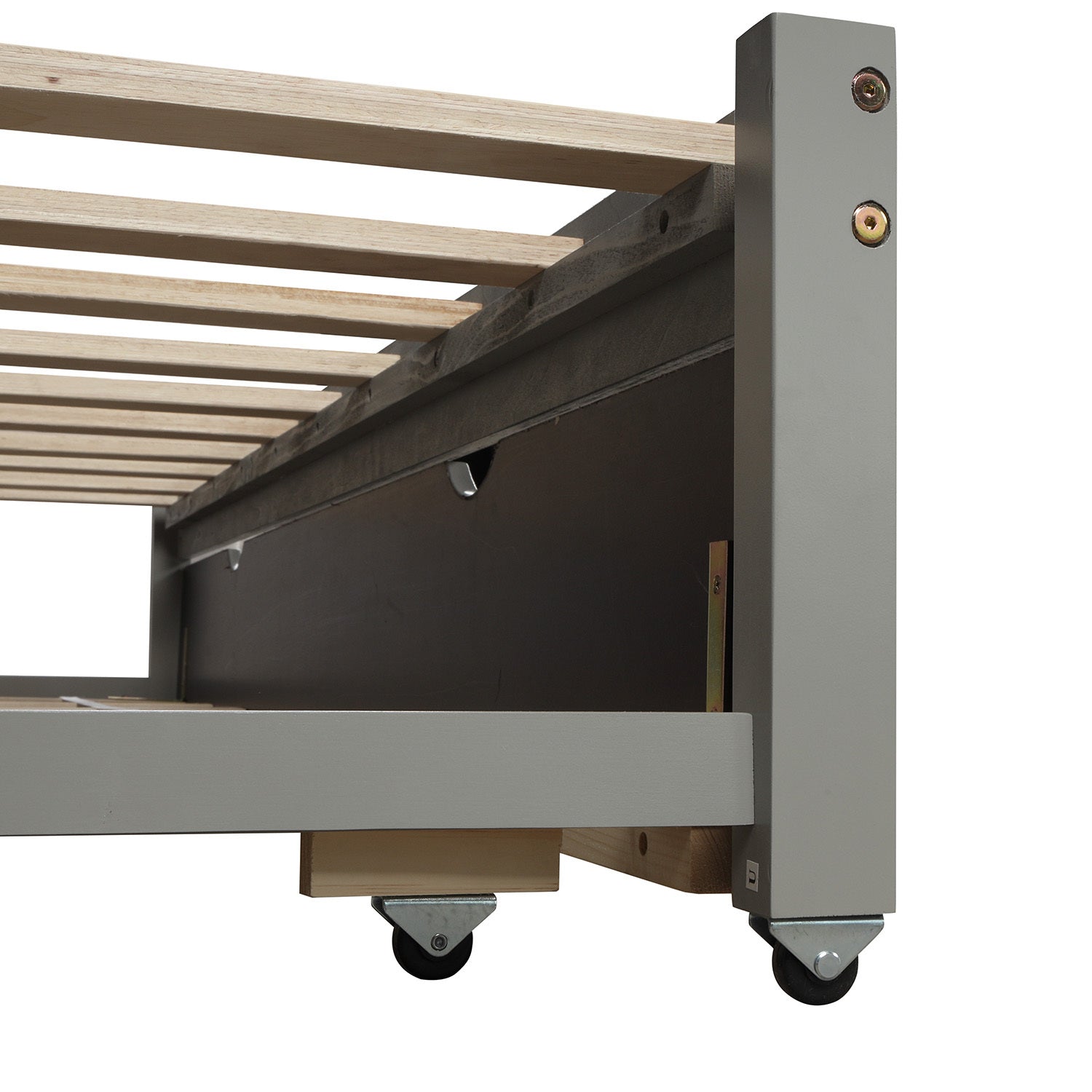 Extending Daybed with Trundle, Wooden Daybed with Trundle, Gray - Abrihome