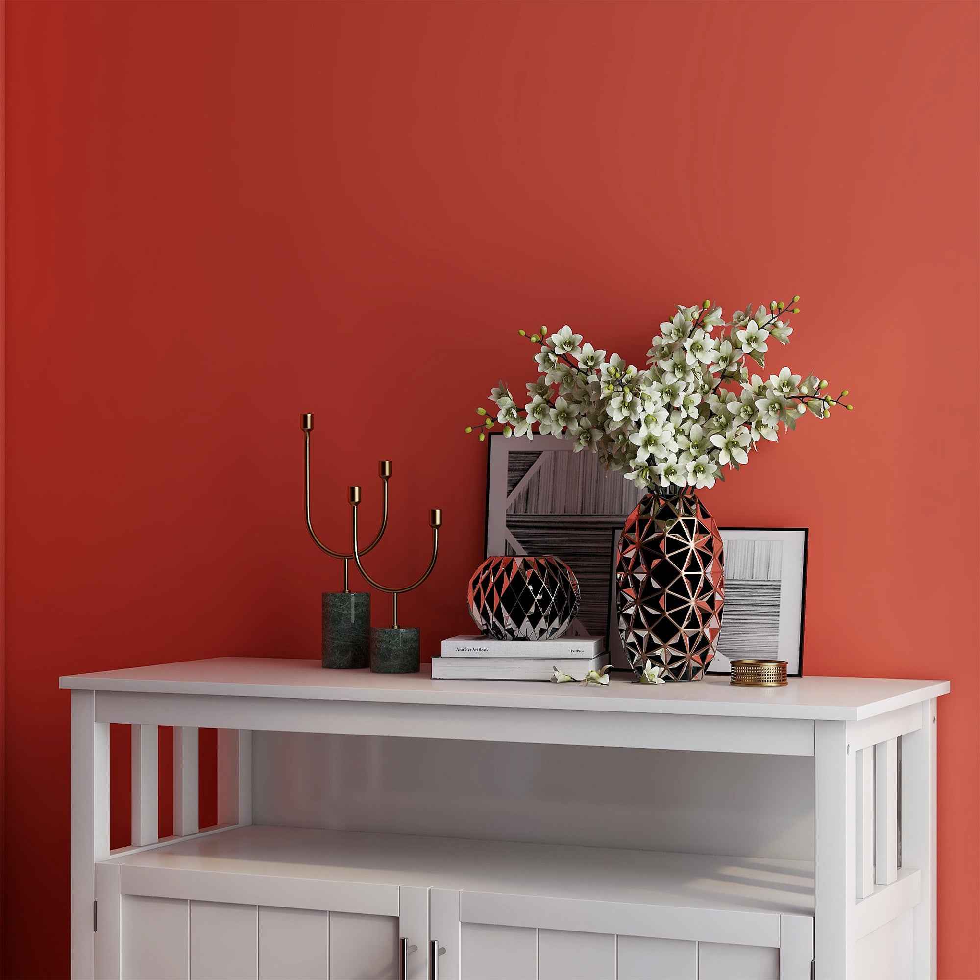 Kitchen storage sideboard and buffet server cabinet-White