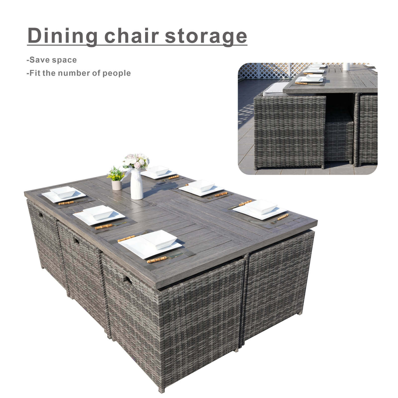 6-Seat Rectangular OutdoorDining Table—Table Only(PAD-3234-TA) - Abrihome