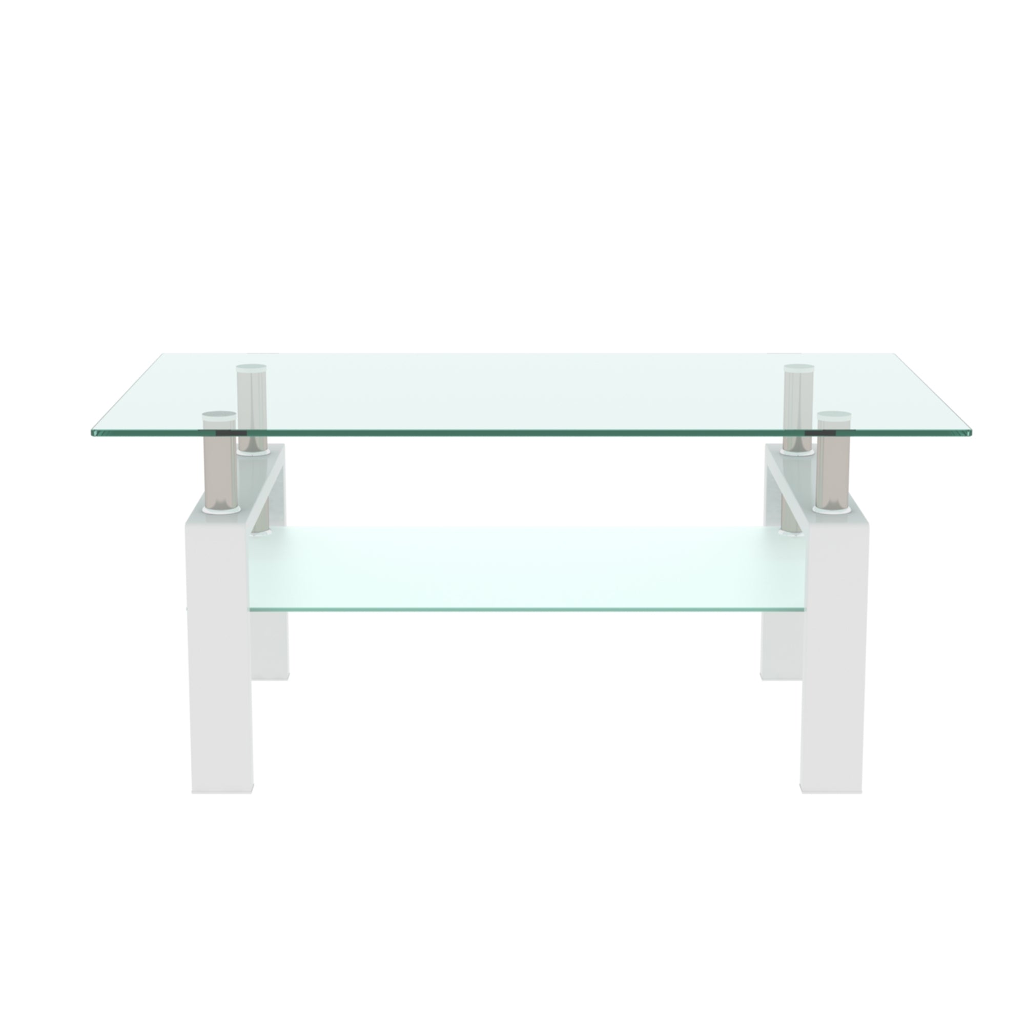 White Coffee Table, Clear Coffee Table, Modern Side Center Tables for Living Room, Living Room Furniture - Abrihome