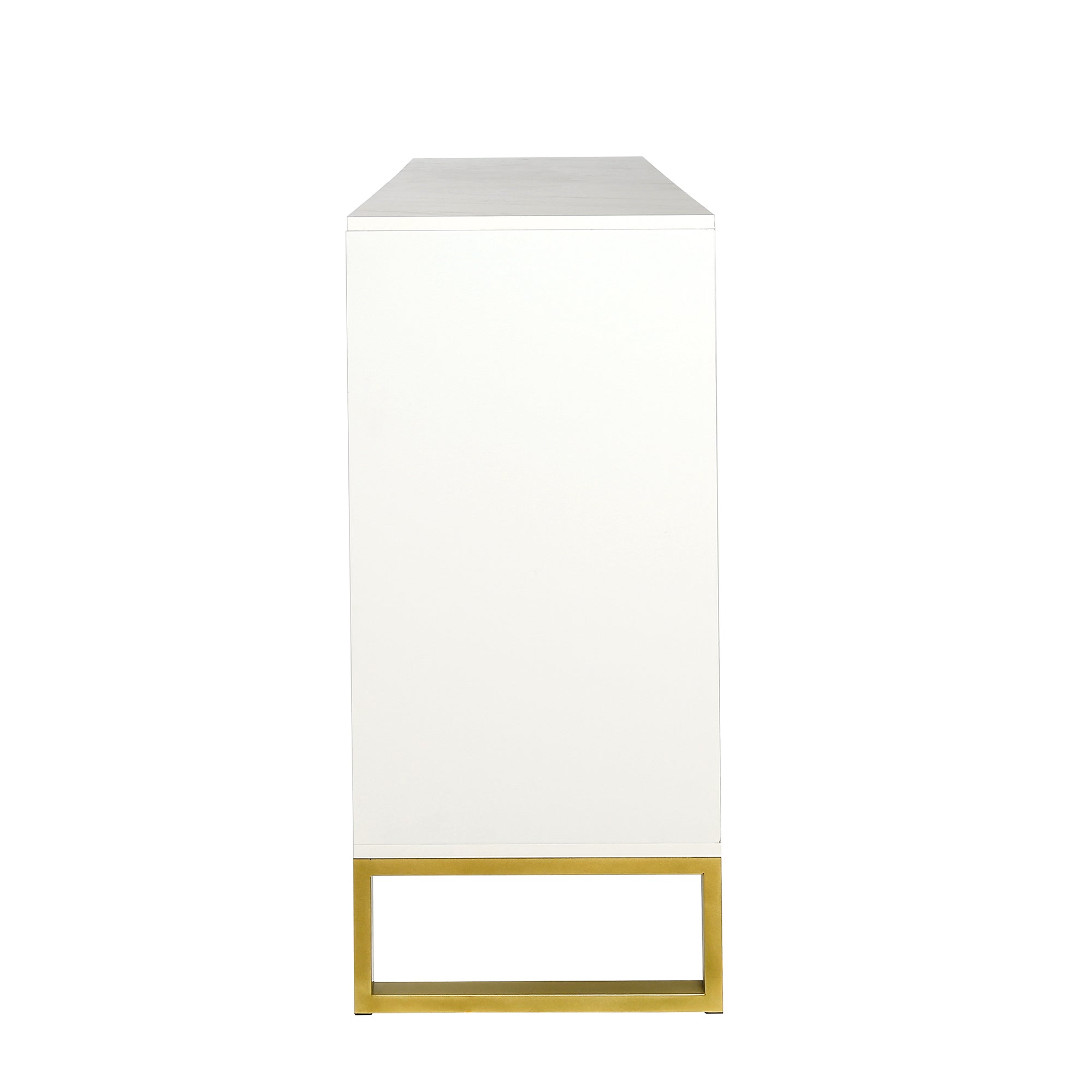 TREXM Modern sideboard with Four Doors, Metal handles & Legs and Adjustable Shelves Kitchen Cabinet (White) - Abrihome