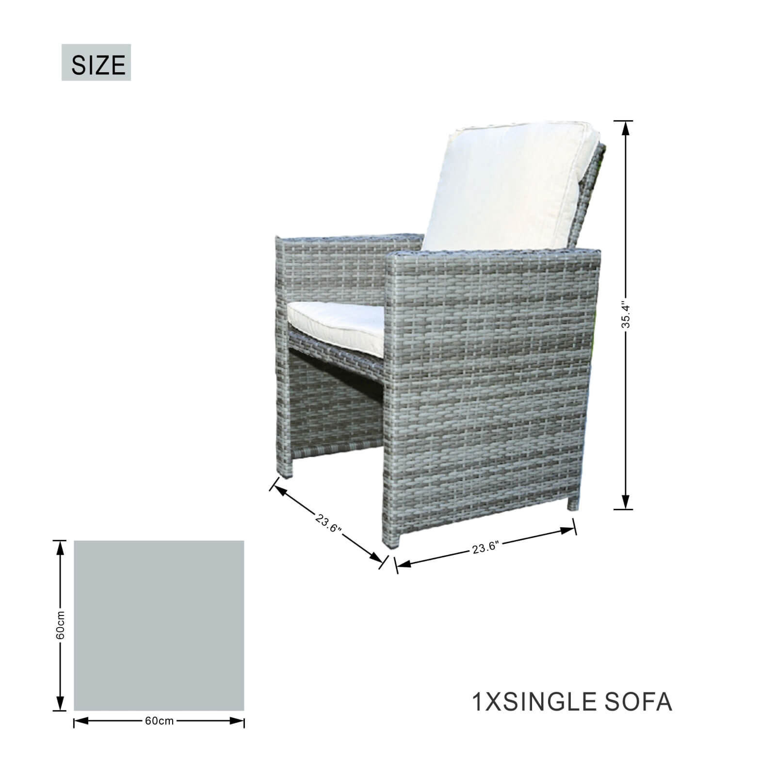 8-Seat Outdoor Dining Set with Cube Table and Ottomans (PAD-3233B) - Abrihome