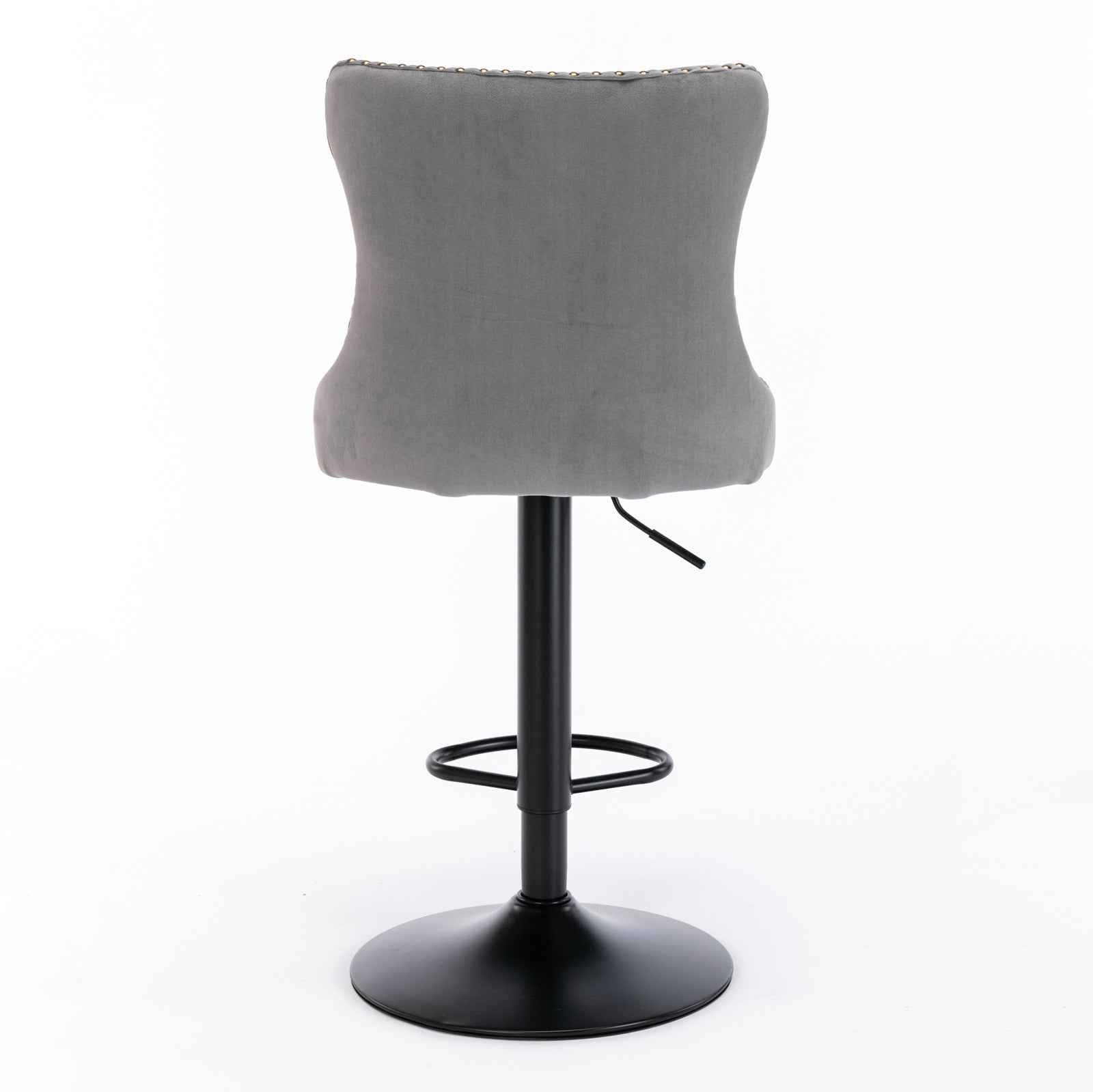 A&A Furniture,Swivel Velvet Barstools Adjusatble Seat Height from 25-33 Inch,17.7 inch base, Modern Upholstered Bar Stools with Backs Comfortable Tufted for Home Pub and Kitchen Island,Gray,Set of 2