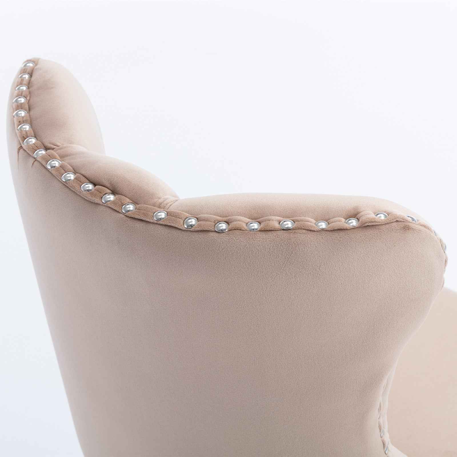 A&A Furniture,Swivel Velvet Barstools Adjusatble Seat Height from 25-33 Inch, Modern Upholstered Chrome base Bar Stools with Backs Comfortable Tufted for Home Pub and Kitchen Island(Khaki,Set of 2)