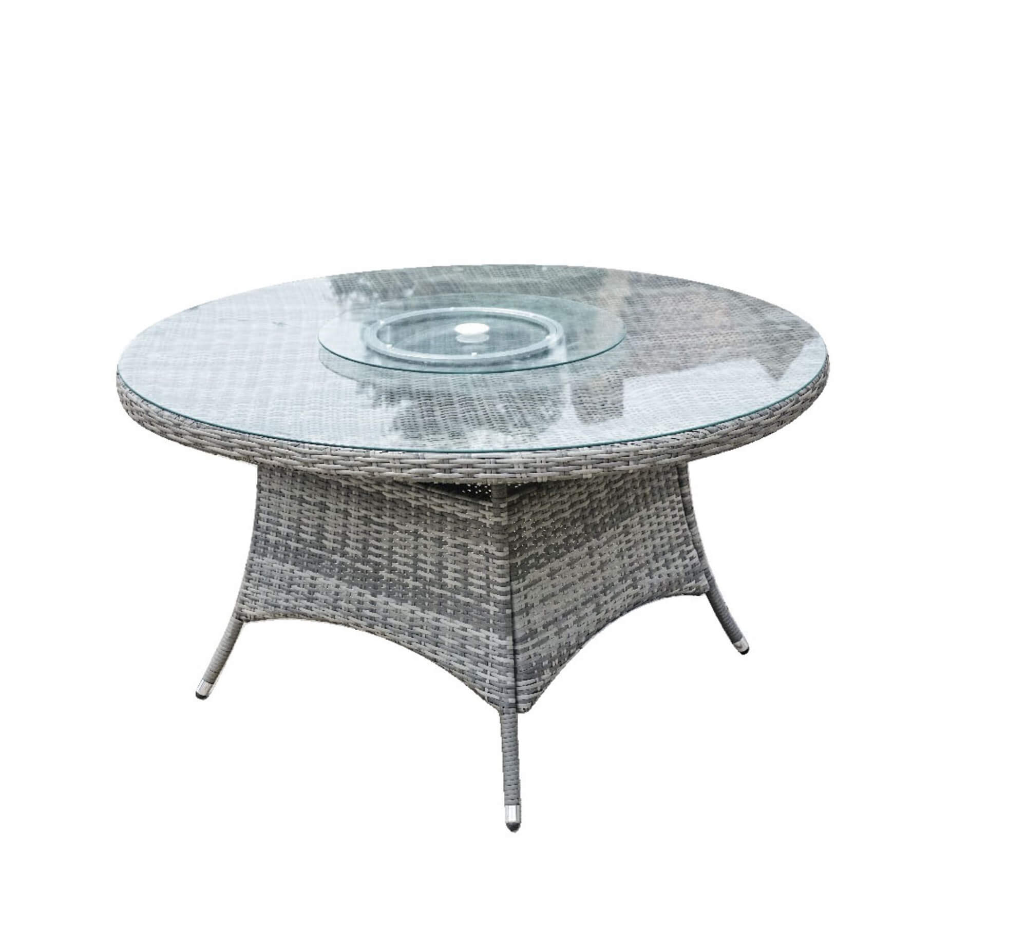 6-Seater Round Outdoor PE Wicker Dining Set (PAD-1711+010) - Abrihome
