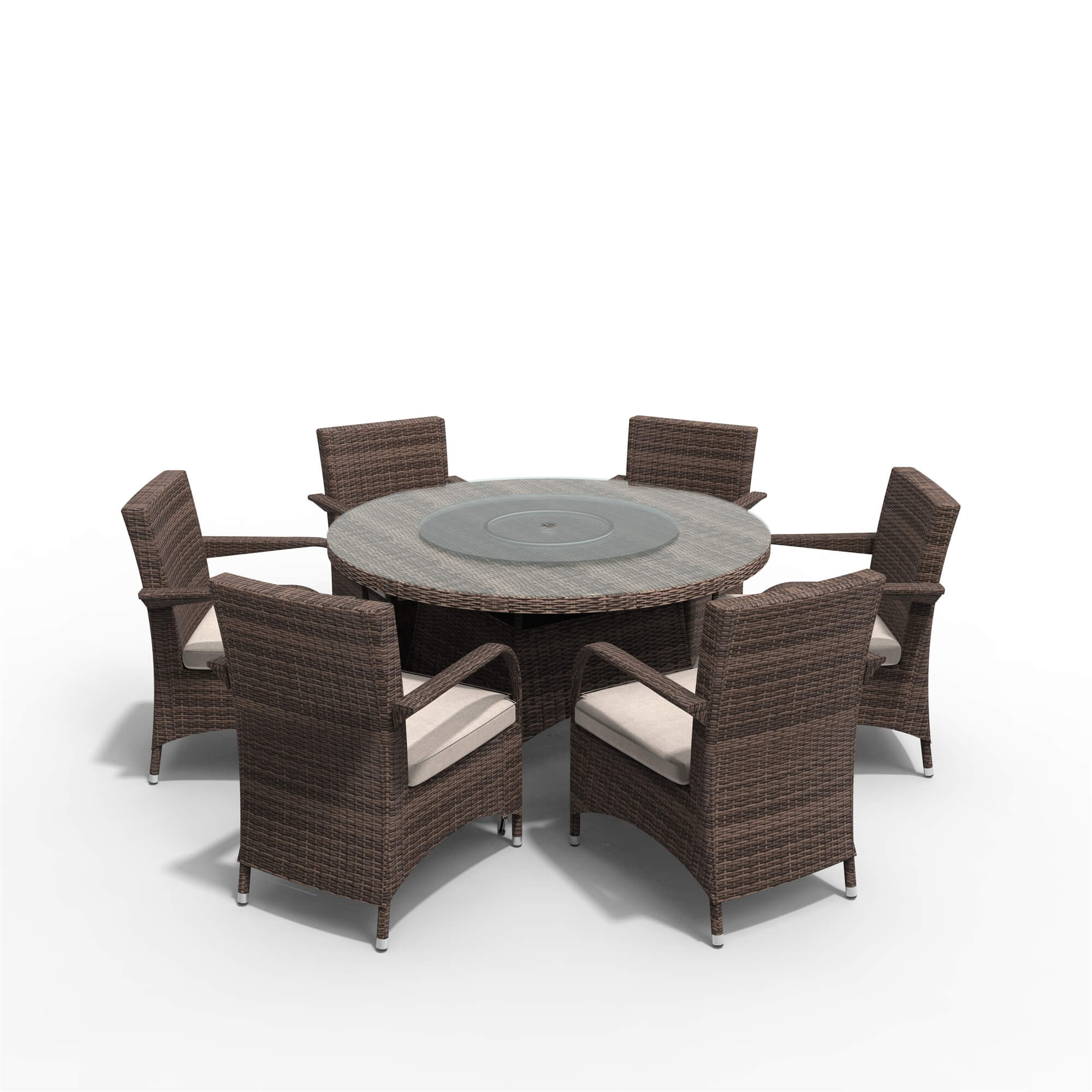 7-Piece Outdoor Round PE Wicker Dining Set(PAD-1711+1122) - Abrihome
