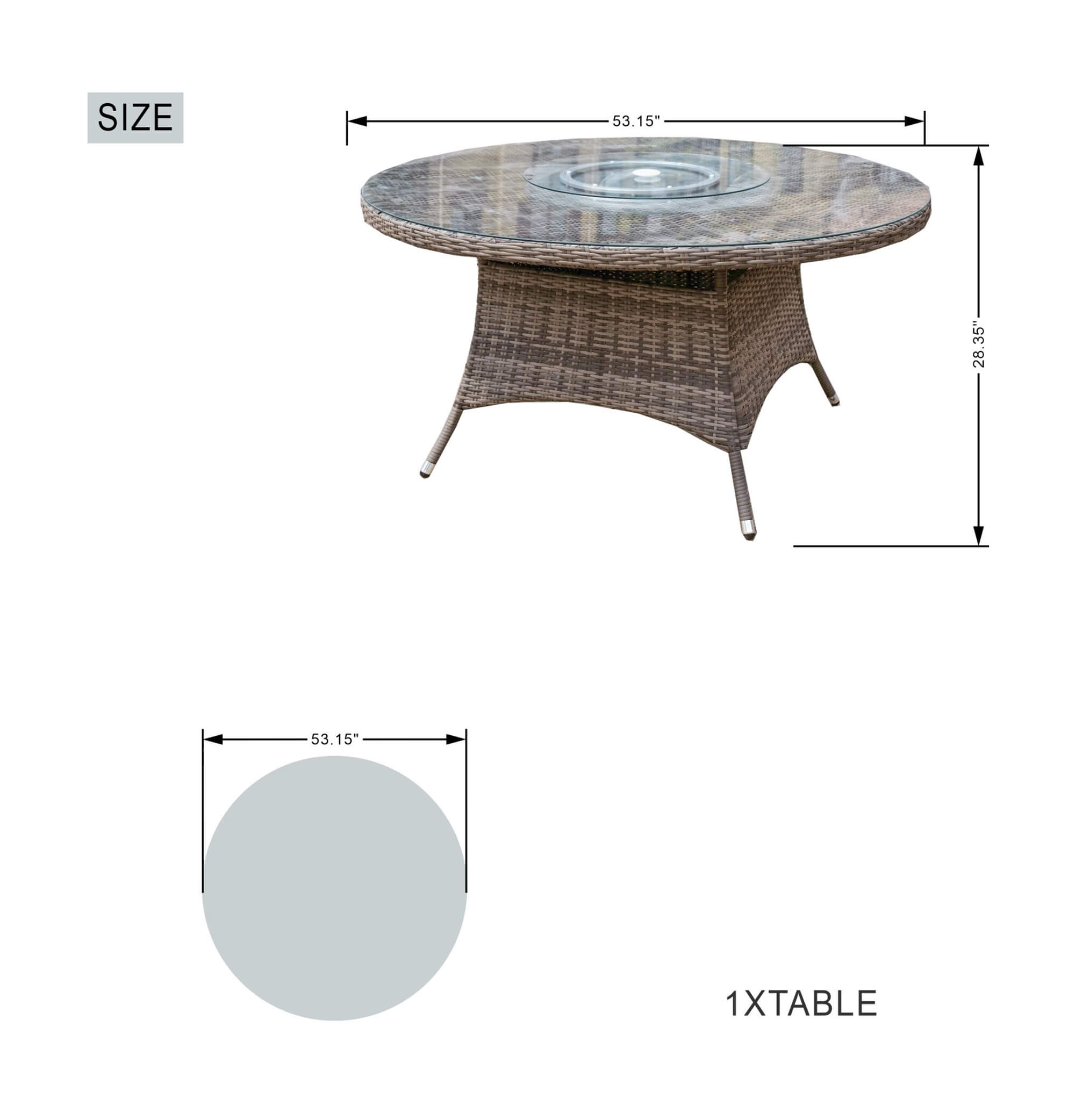 7-Piece Outdoor Round PE Wicker Dining Set(PAD-1711+1122) - Abrihome