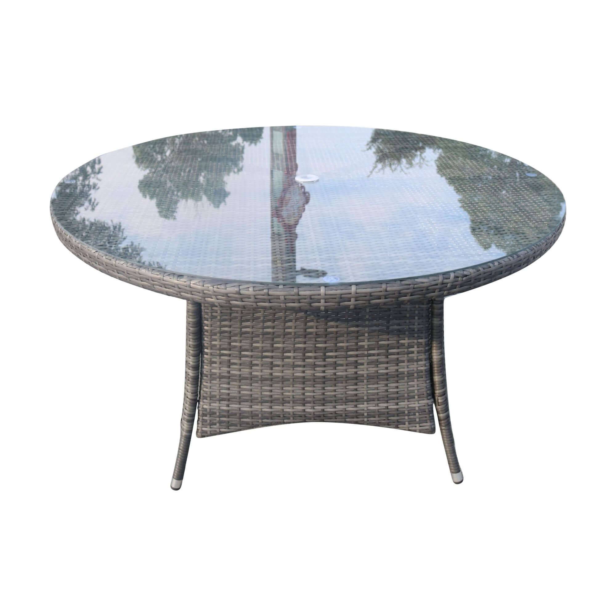 9-Piece Outdoor Wicker Dining Set with Large Round Table & Cushioned Chairs(PAD-1714+1122) - Abrihome