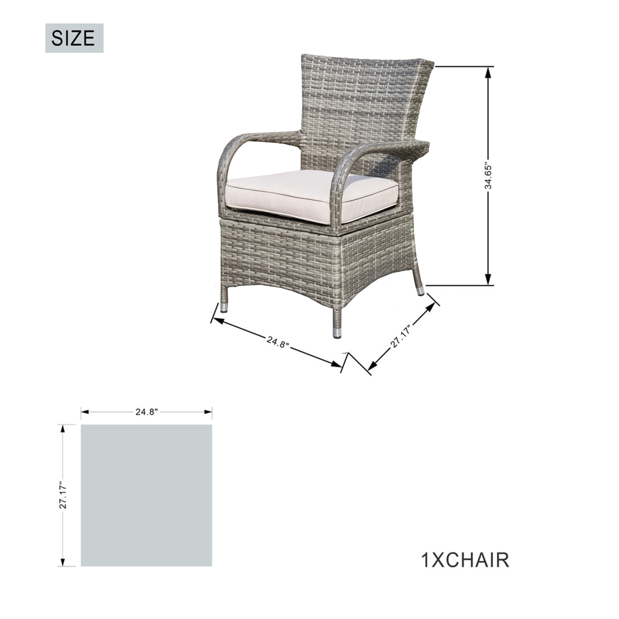 9-Piece Outdoor Wicker Dining Set with Large Round Table & Cushioned Chairs(PAD-1714+1122) - Abrihome