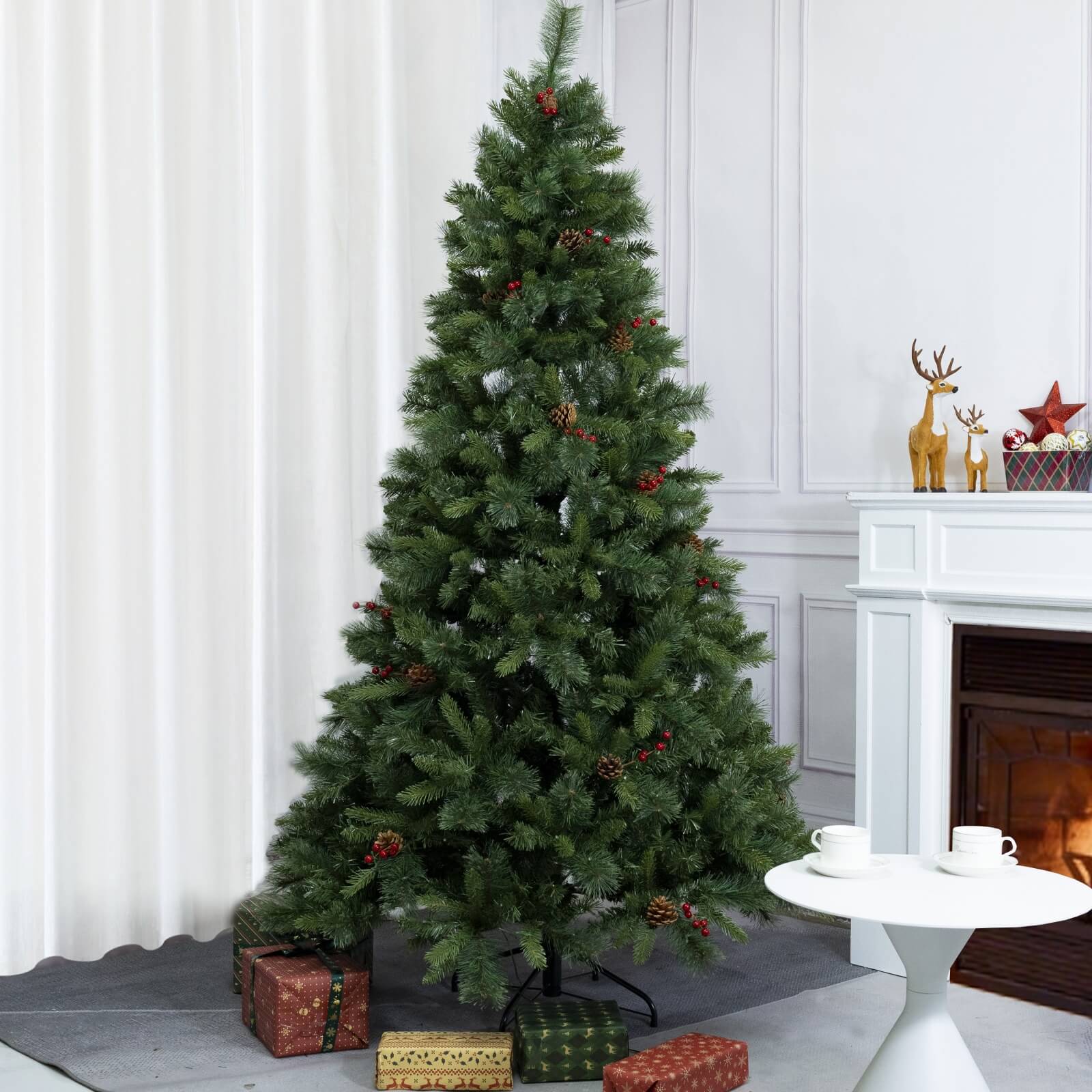 6FT Premium Artificial Christmas Tree with Pinecones(PJT-2502-6FT) - Abrihome