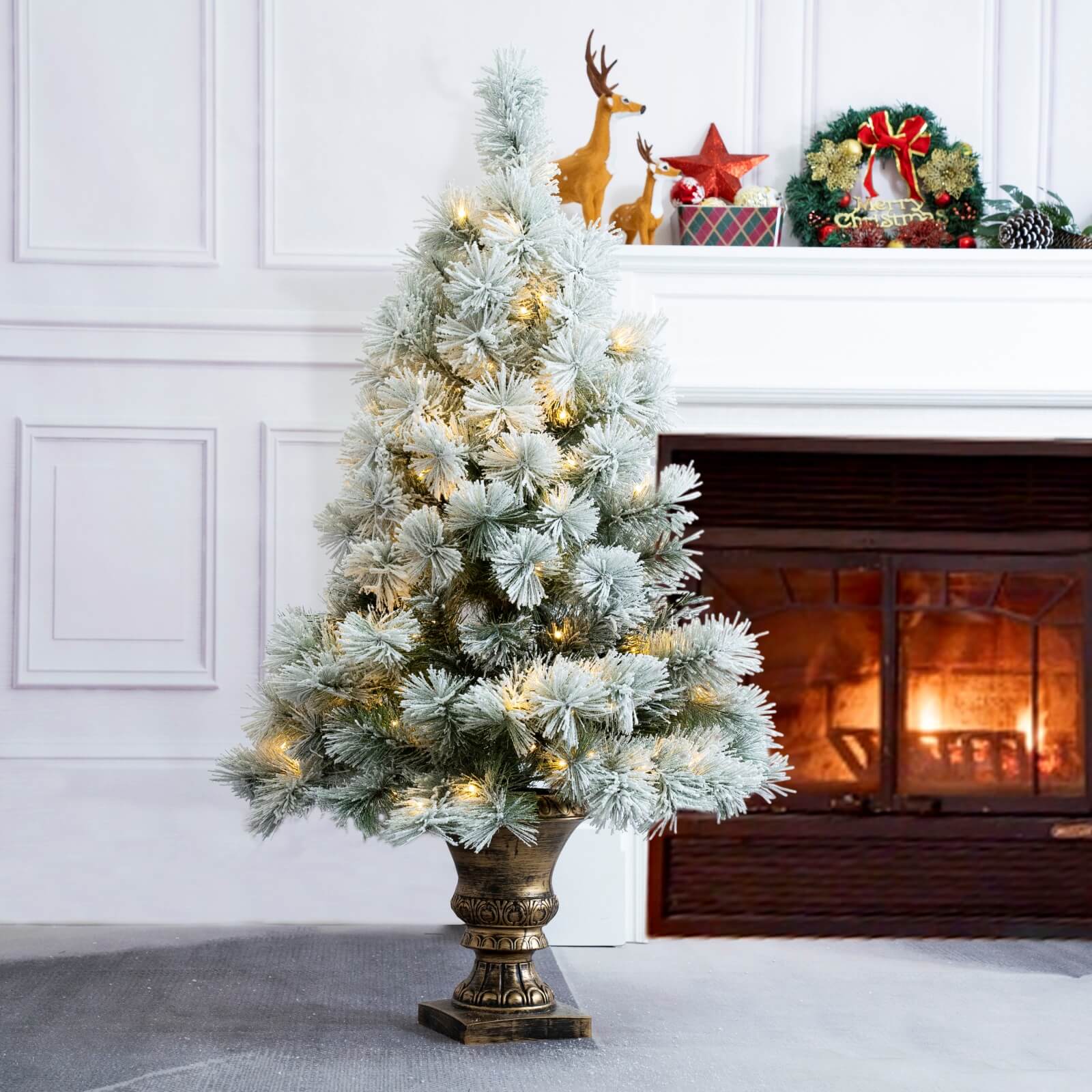 4FT Snow-Flocked Mini Christmas Tree(PJT-2508) - Abrihome