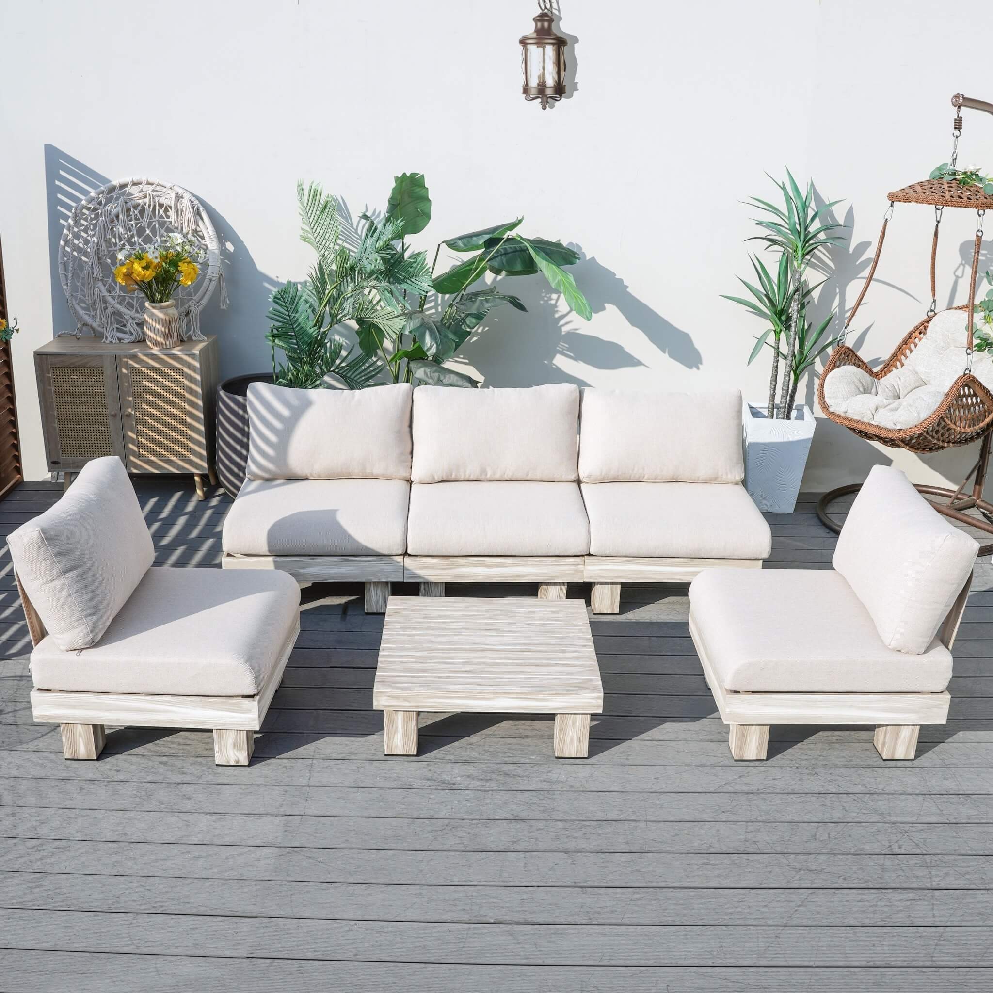 Armless 5-Seat Patio Sofa Set (PAS-2510-5S-Armless-SET) - Abrihome